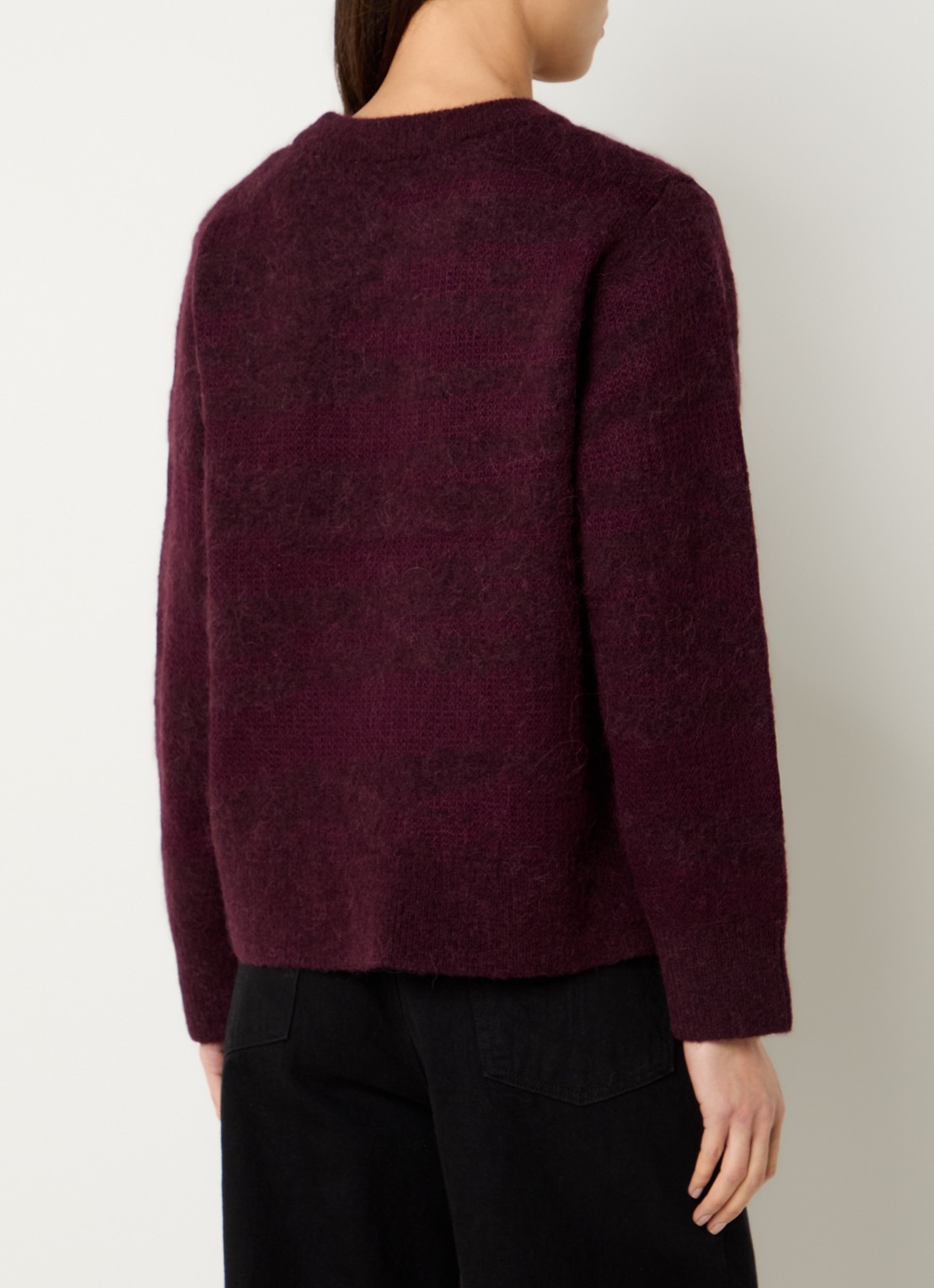 Selected Billie fijngebreide trui in alpaca wolblend - achterkant aubergine