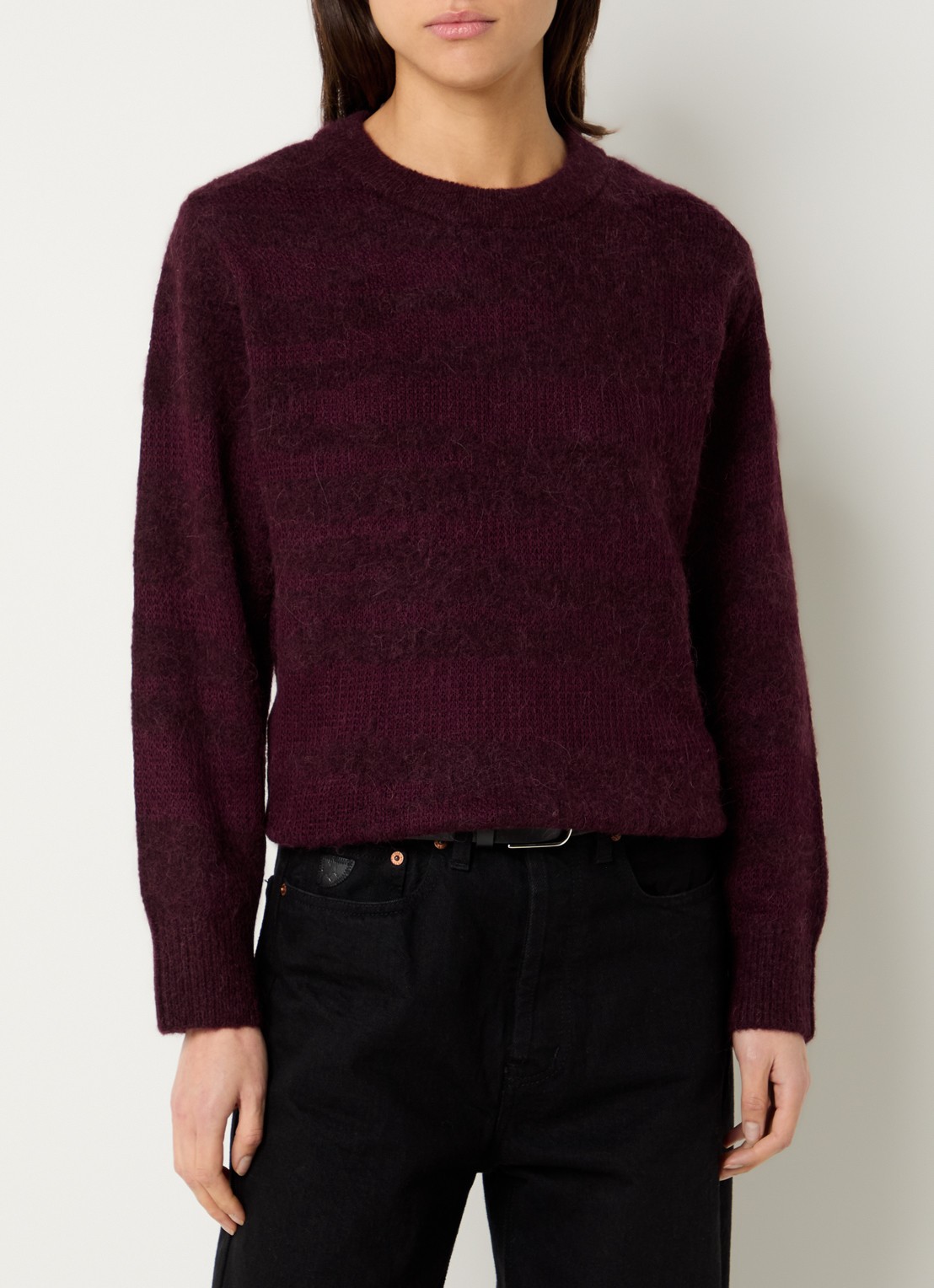 Selected Billie fijngebreide trui in alpaca wolblend - detail 2 aubergine