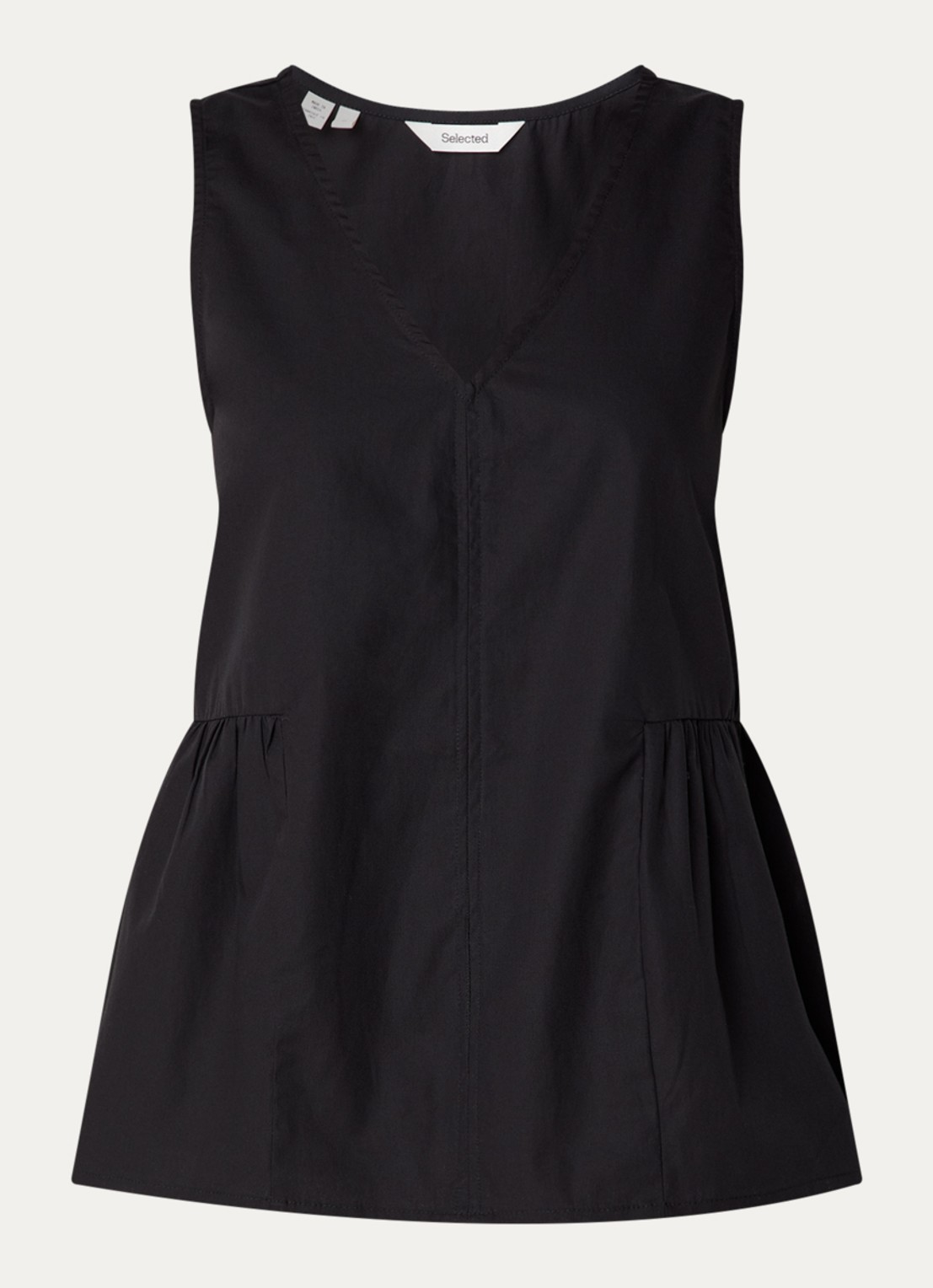 Selected Blair top met V-hals - voorkant zwart