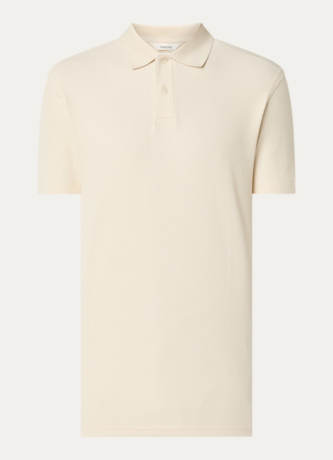 Selected Blaze regular fit polo met structuur - voorkant 3 creme