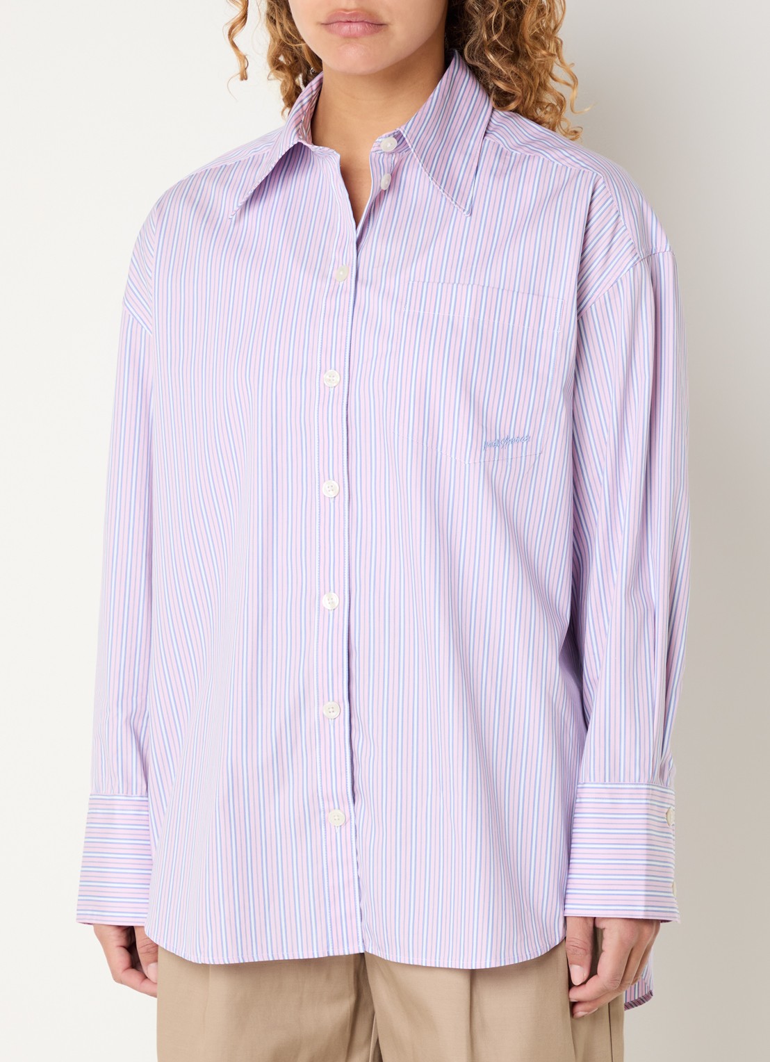 Selected Blouse met streepprint - detail 3 roze