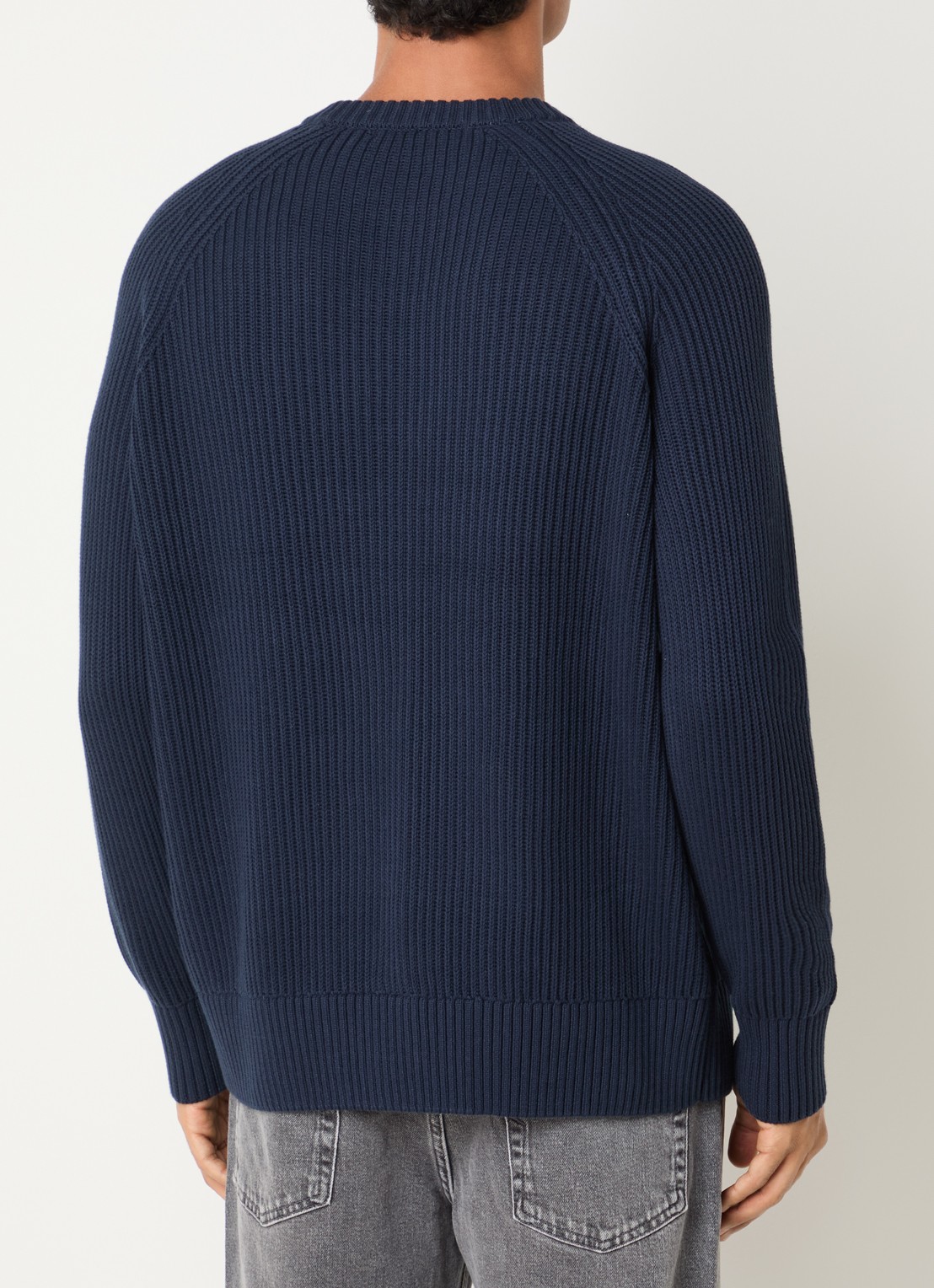 Selected Braun grofgebreide trui met ronde hals - achterkant 4 donkerblauw