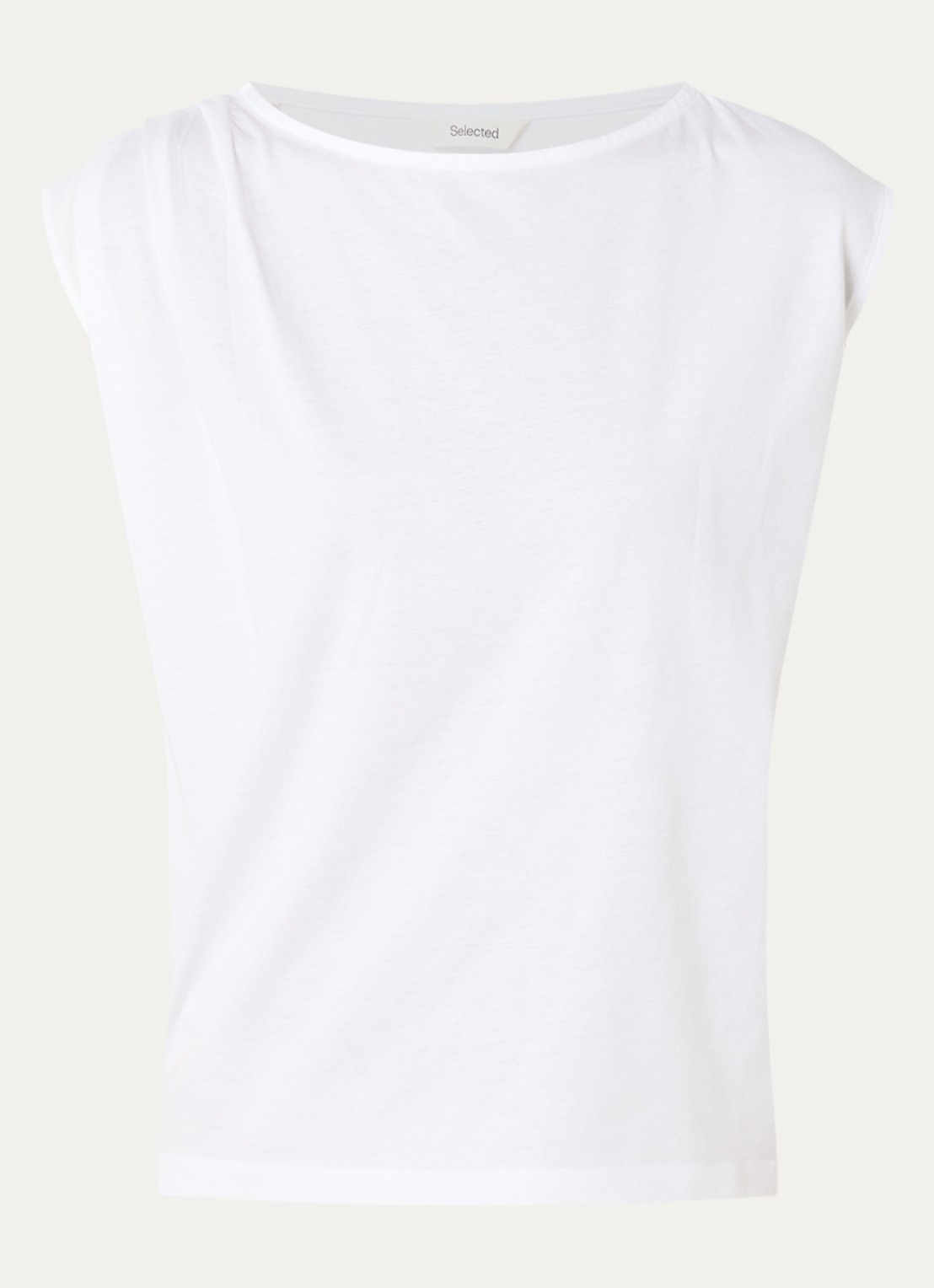 Selected Calli mouwloze top met plooidetail - voorkant 2 wit