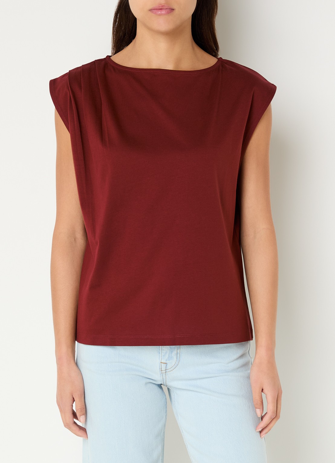 Selected Calli mouwloze top met plooidetail - detail 2 roestbruin