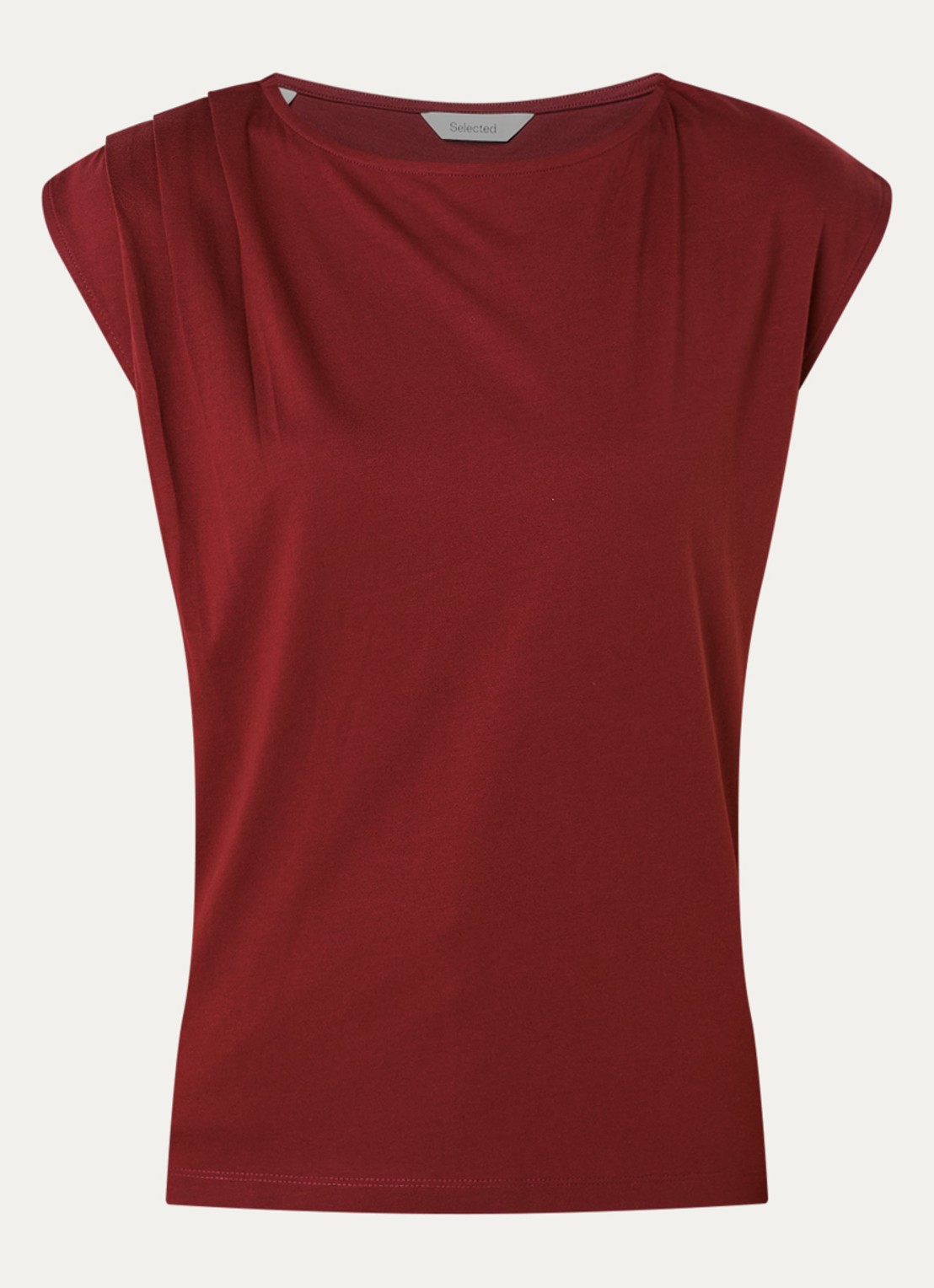 Selected Calli mouwloze top met plooidetail - voorkant 3 roestbruin