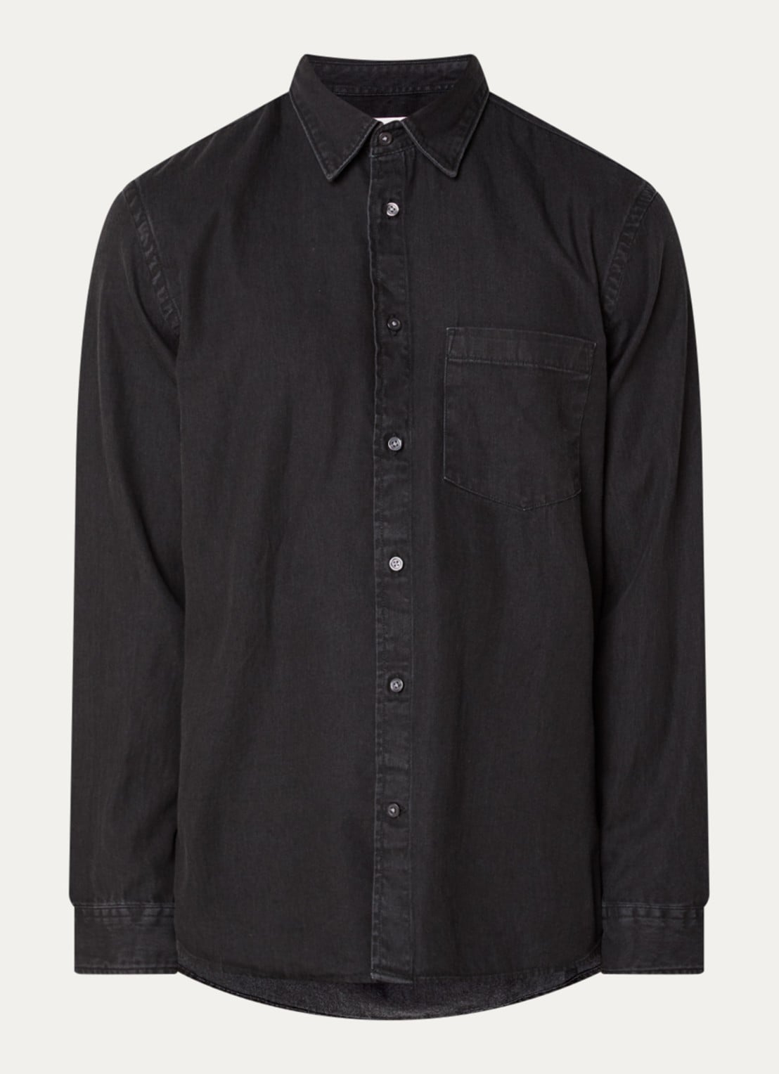 Selected Carlo regular fit overhemd met borstzak - voorkant zwart