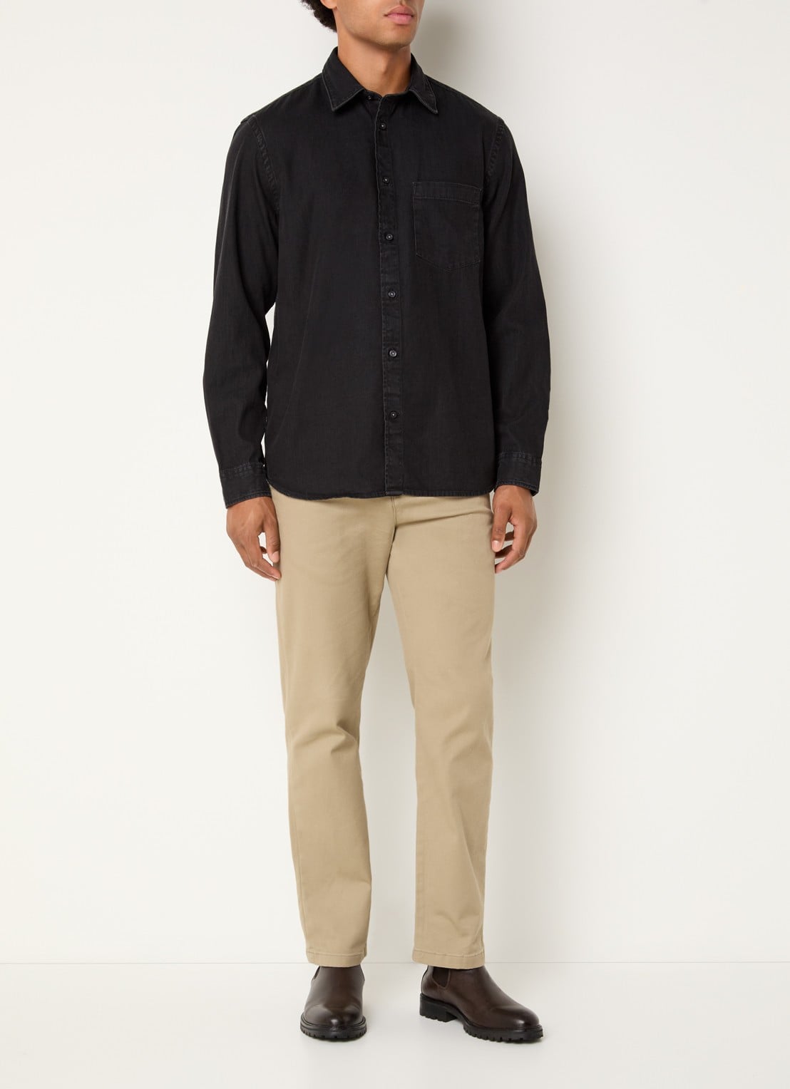 Selected Carlo regular fit overhemd met borstzak - voorkant 2 zwart