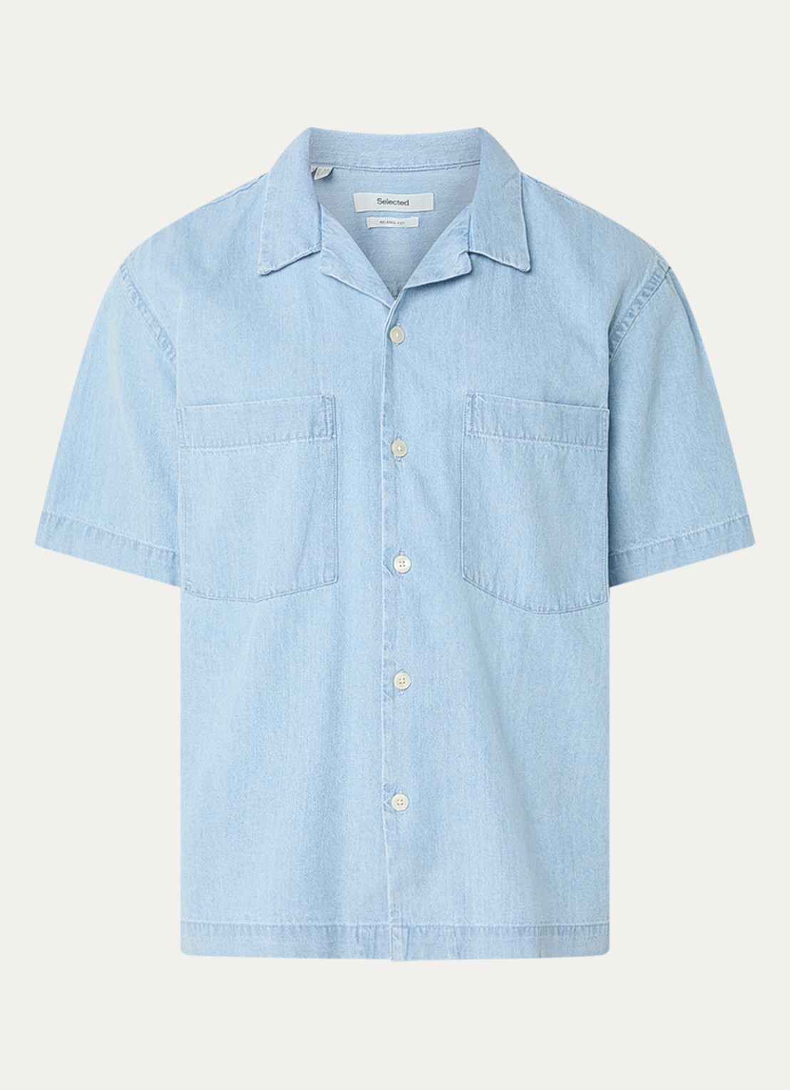 Selected Carlo regular fit overhemd van chambray - voorkant 2 indigo
