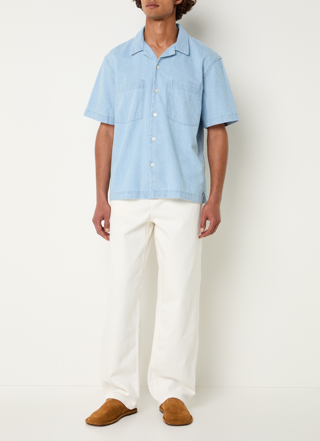 Selected Carlo regular fit overhemd van chambray - voorkant 3 indigo