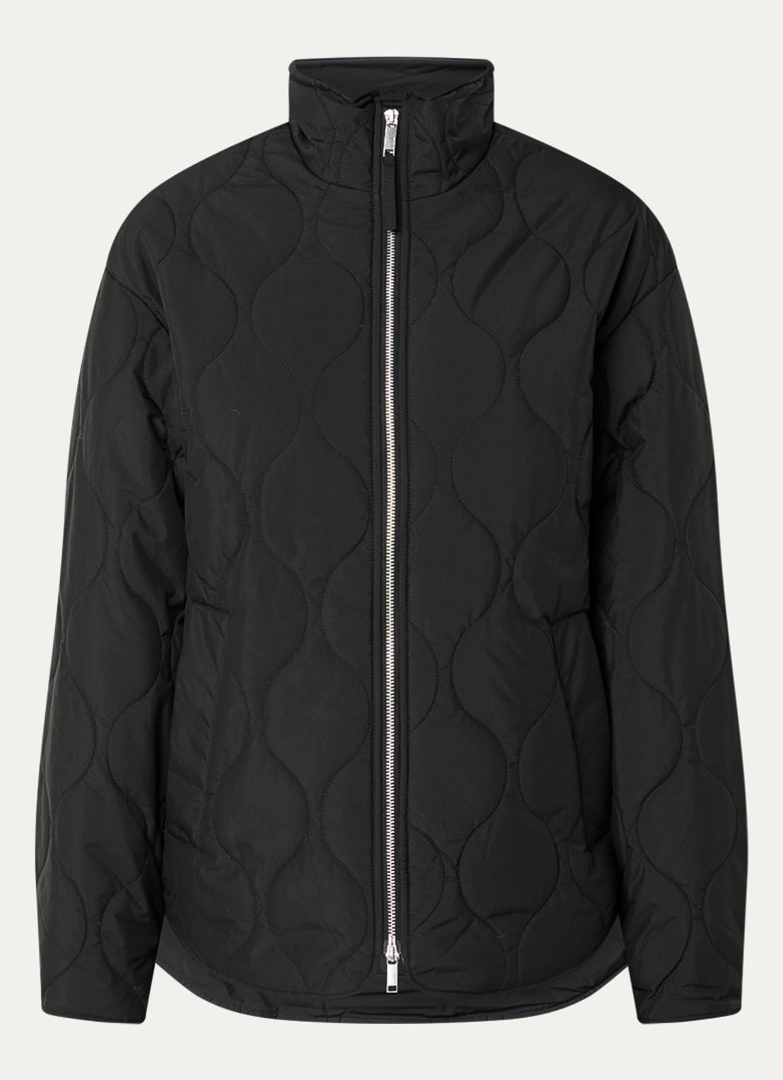 Selected Cilla gewatteerd jack met quilt patroon en steekzakken - voorkant 2 zwart