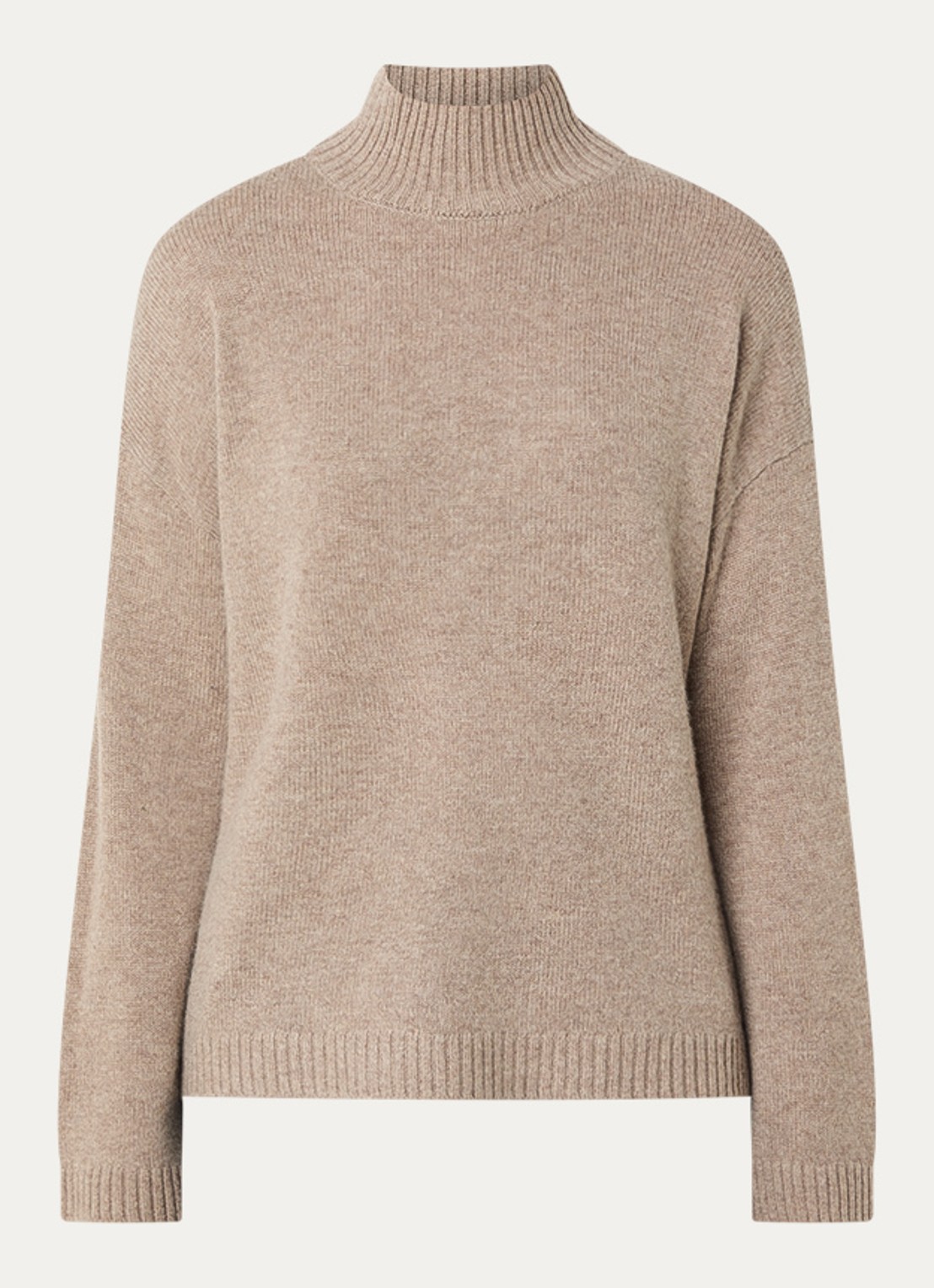Selected Cille grofgebreide trui in kasjmierblend met opstaande kraag - voorkant 2 beige