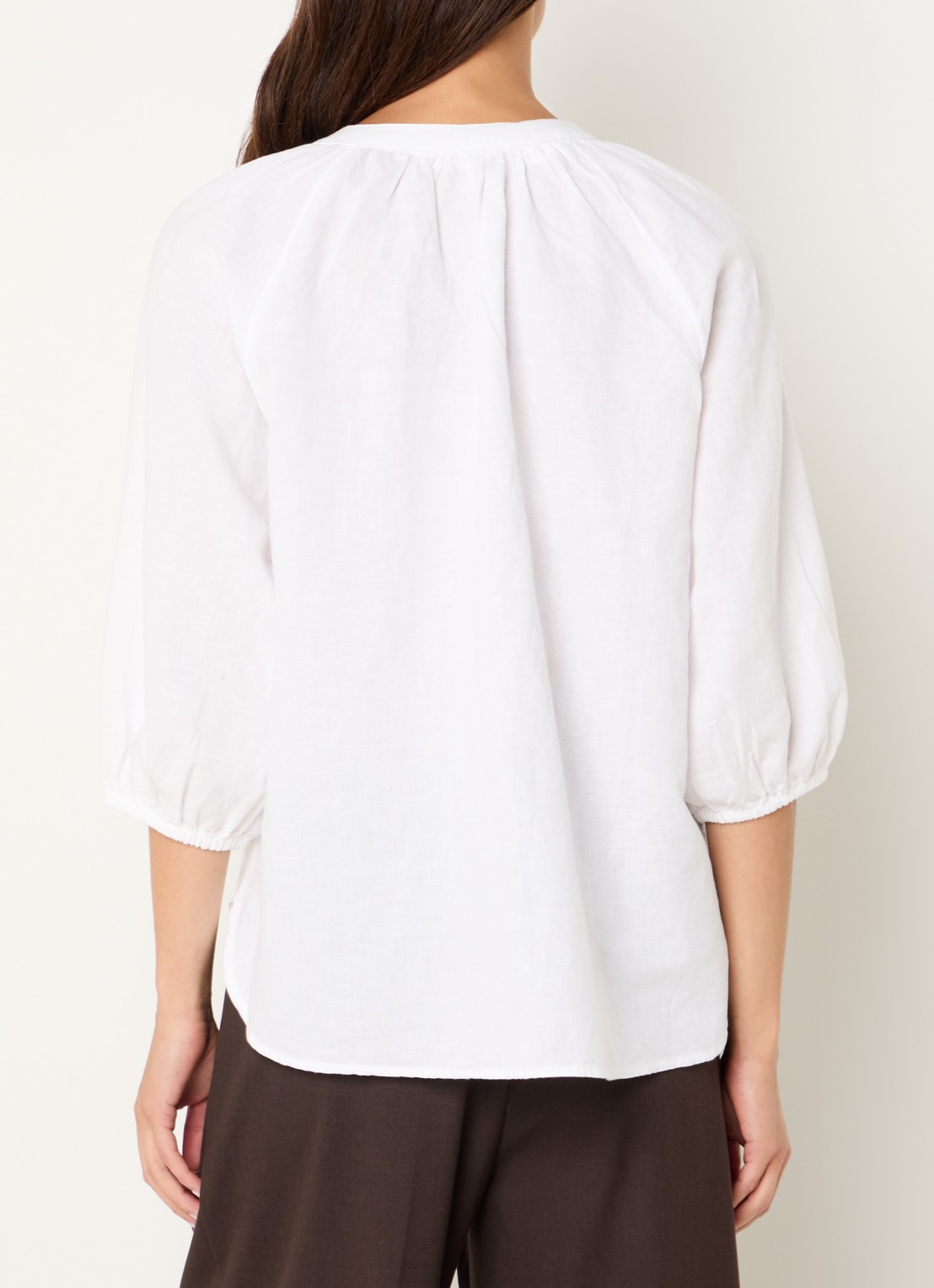 Selected Cleo blouse in linnenblend met V-hals - achterkant 4 wit