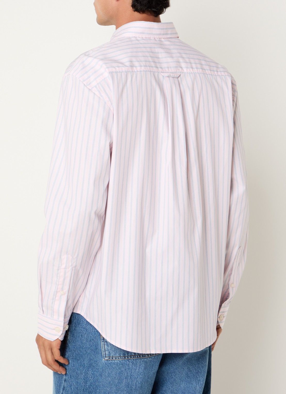 Selected Comfort fit overhemd met borstzak en streepprint - achterkant lichtroze