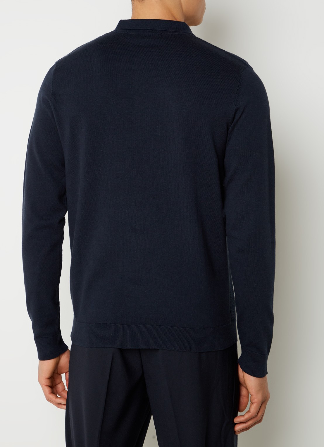 Selected Corner regular fit polo met structuur - achterkant blauw