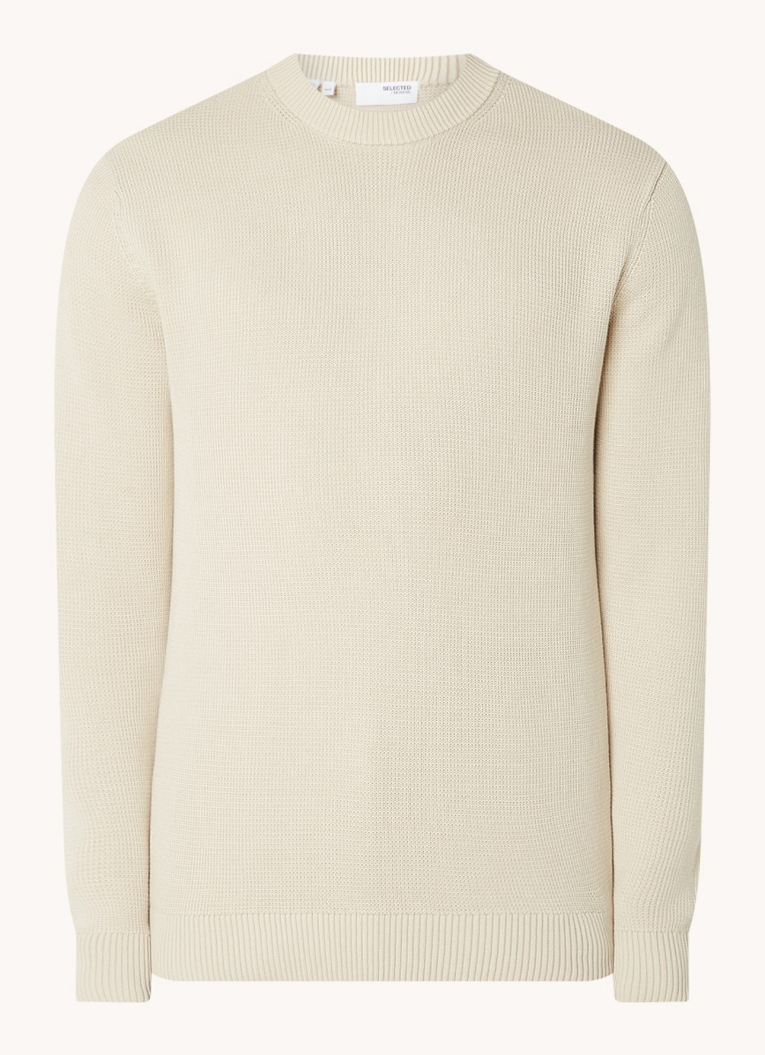 Selected Dane fijngebreide pullover  - voorkant beige