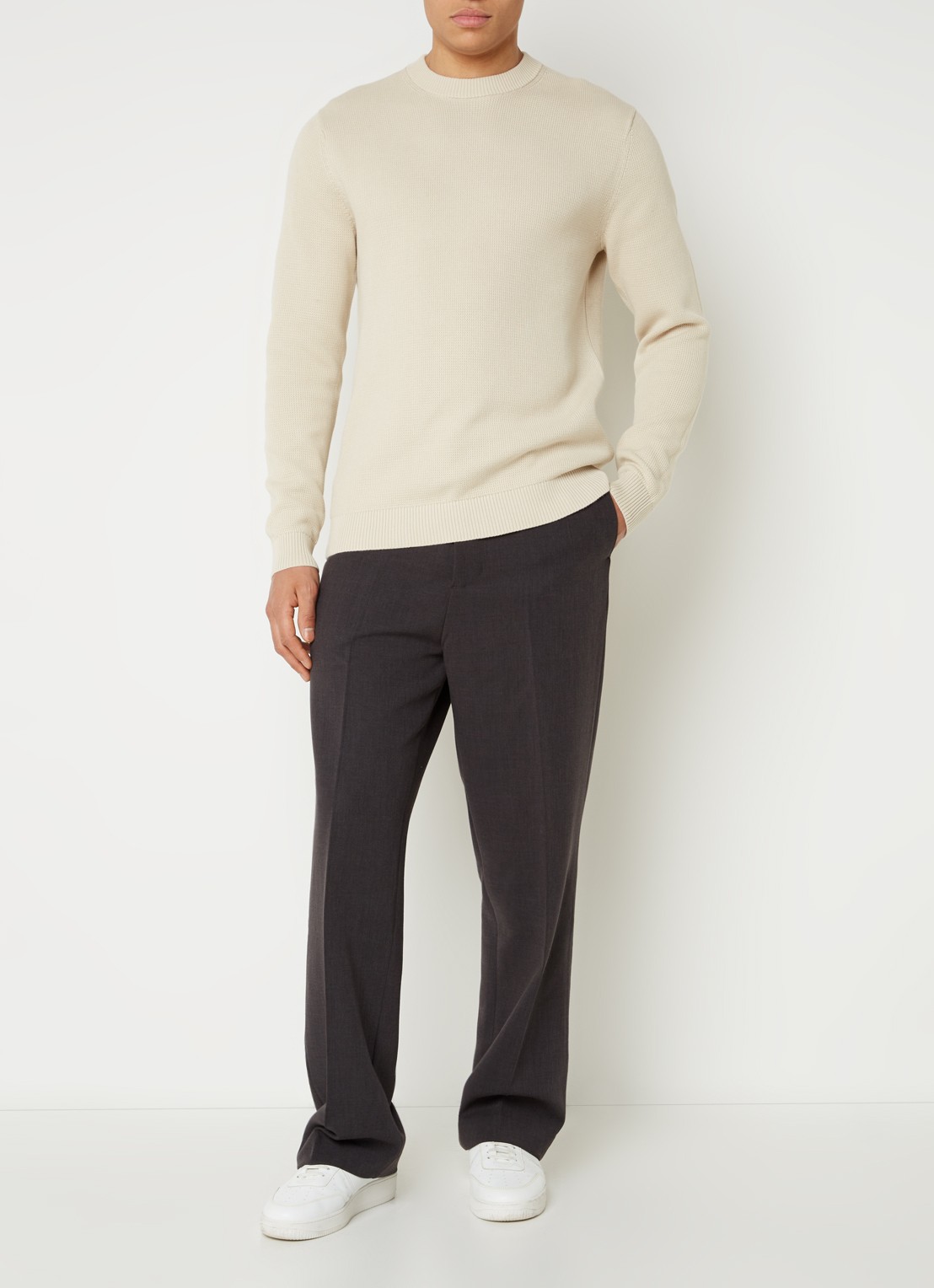 Selected Dane fijngebreide pullover  - voorkant 2 beige