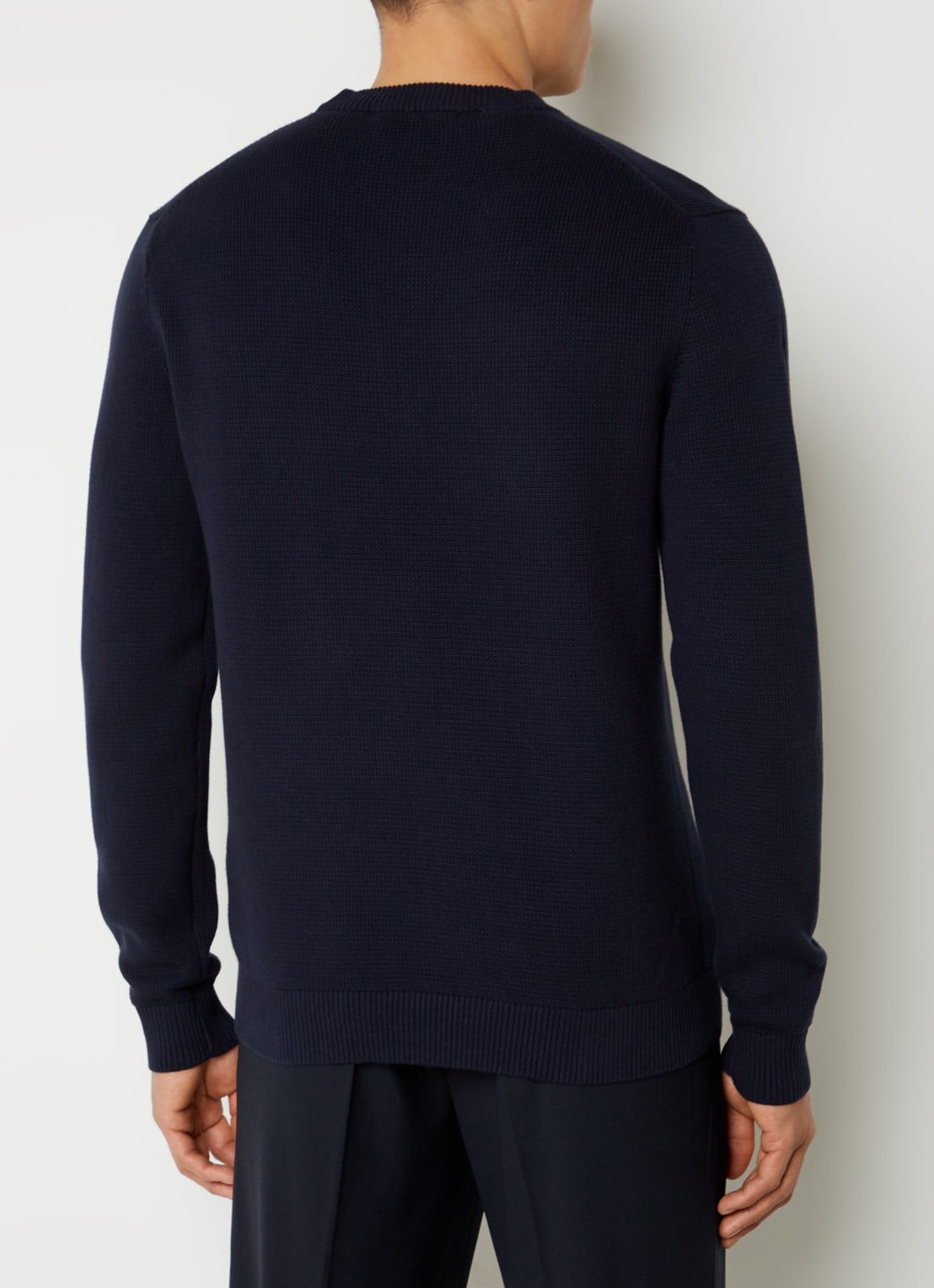 Selected Dane fijngebreide pullover  - achterkant donkerblauw
