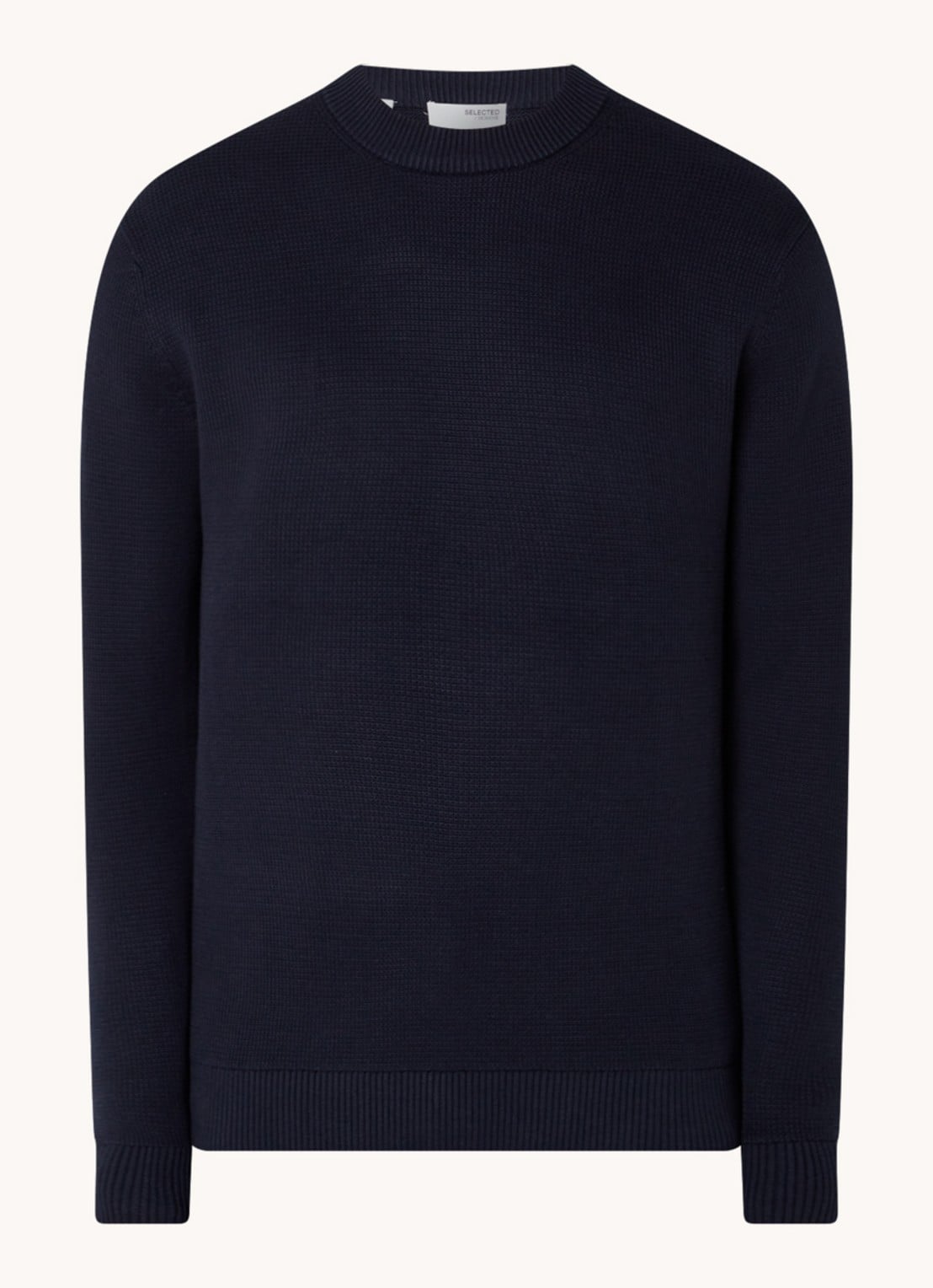 Selected Dane fijngebreide pullover  - voorkant 3 donkerblauw