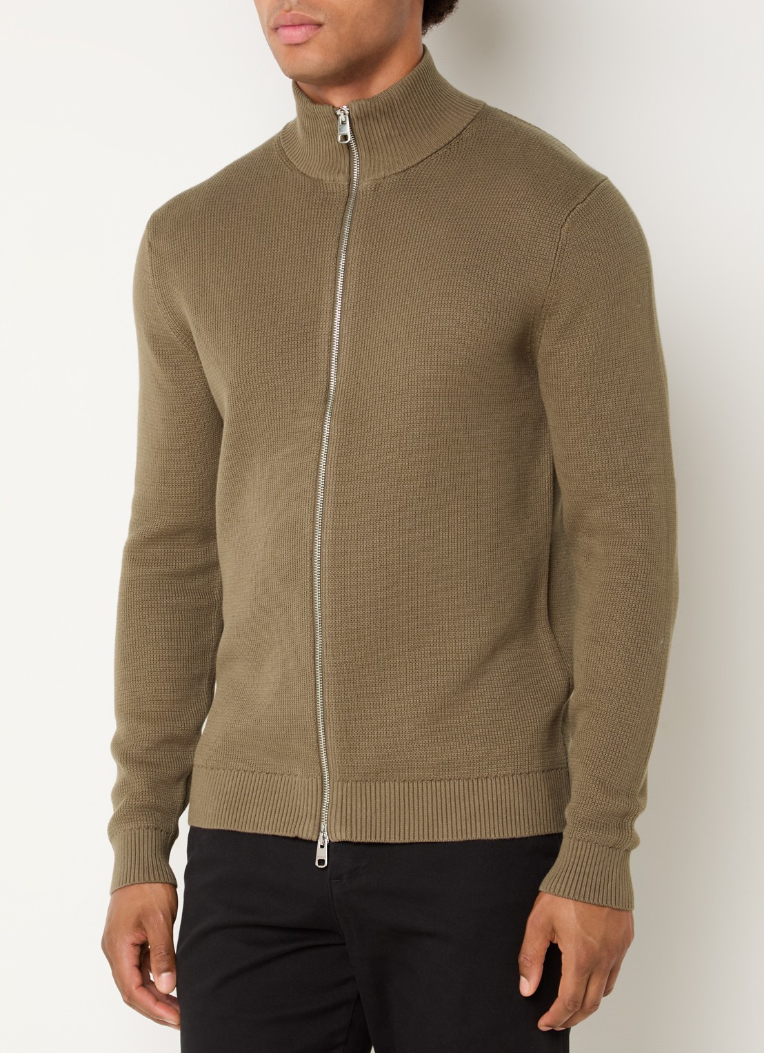 Selected Dane grofgebreid vest met opstaande kraag - detail 2 beige