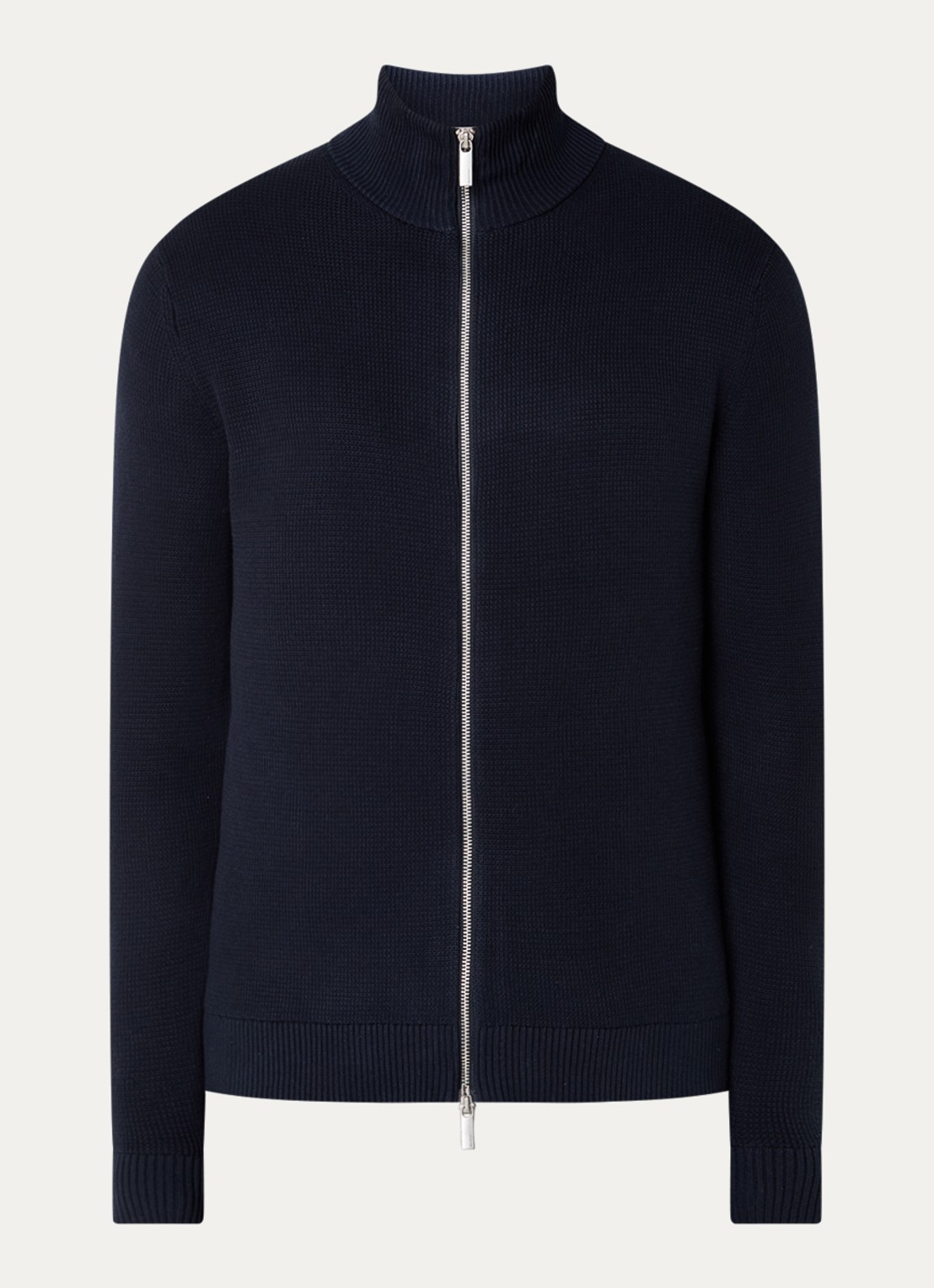 Selected Dane grofgebreid vest van  katoen - voorkant donkerblauw