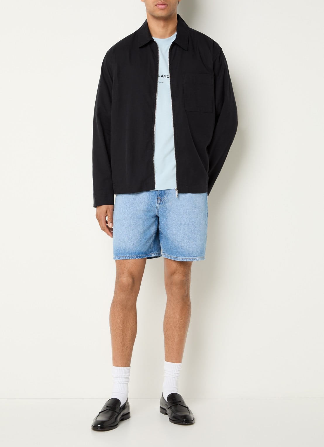 Selected David overshirt met borstzak - voorkant 2 zwart
