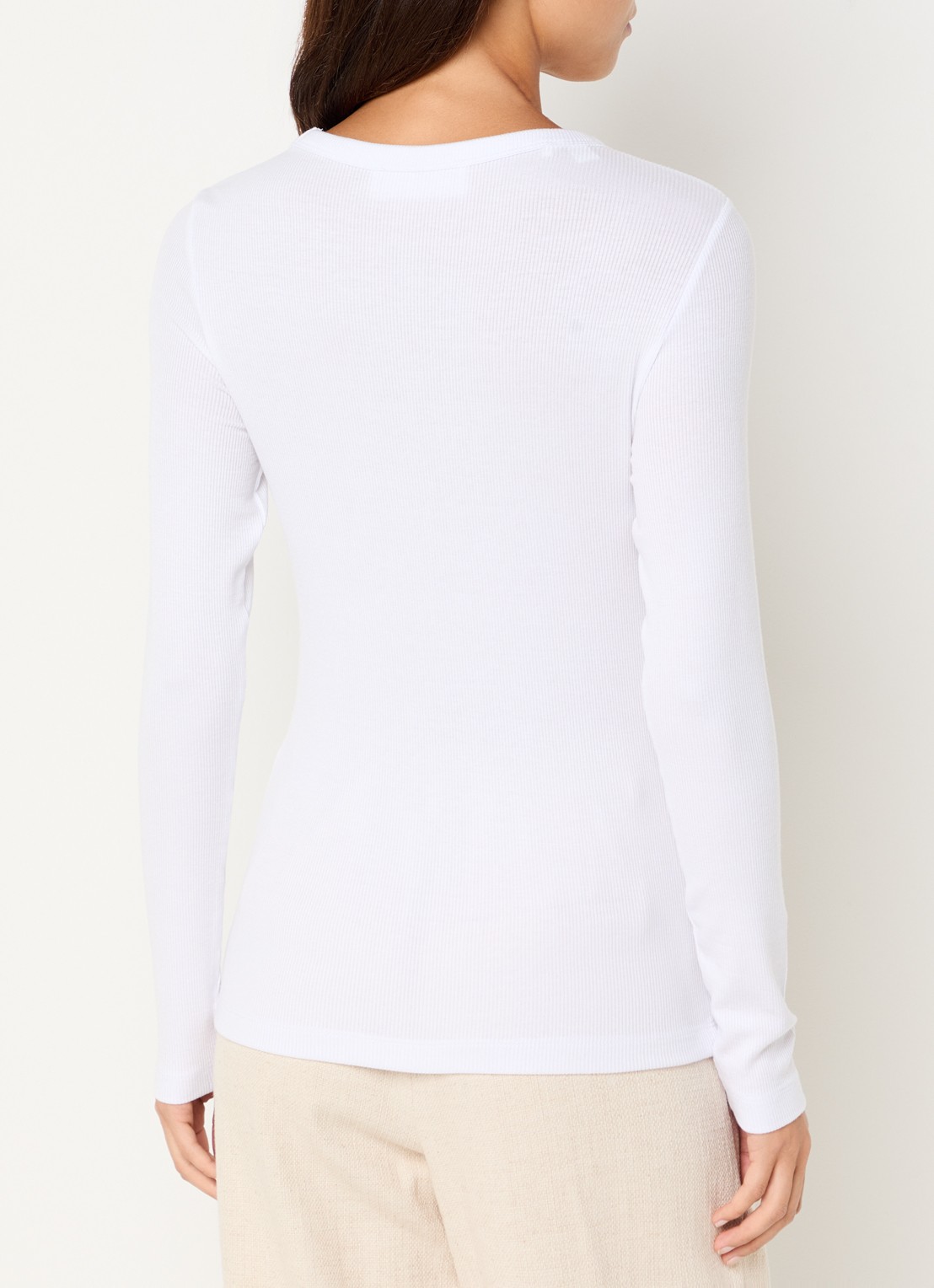 Selected Dianna longsleeve  met ribstructuur - achterkant 4 wit