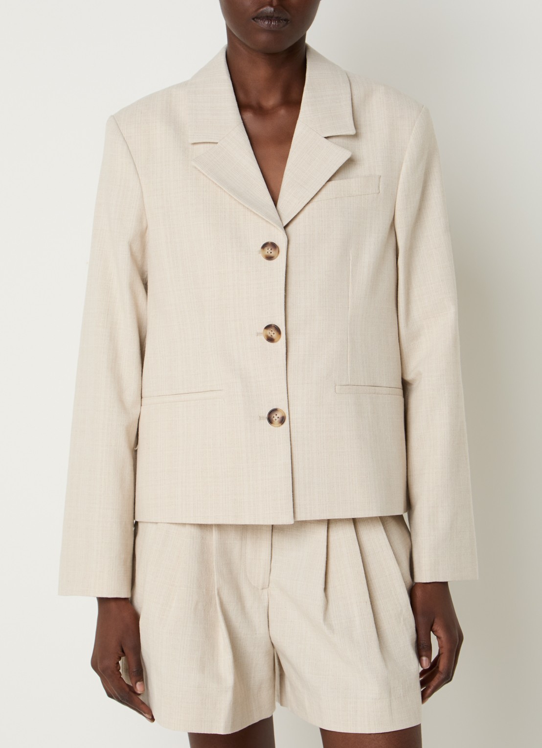 Selected Dima blazer met structuur  - detail beige
