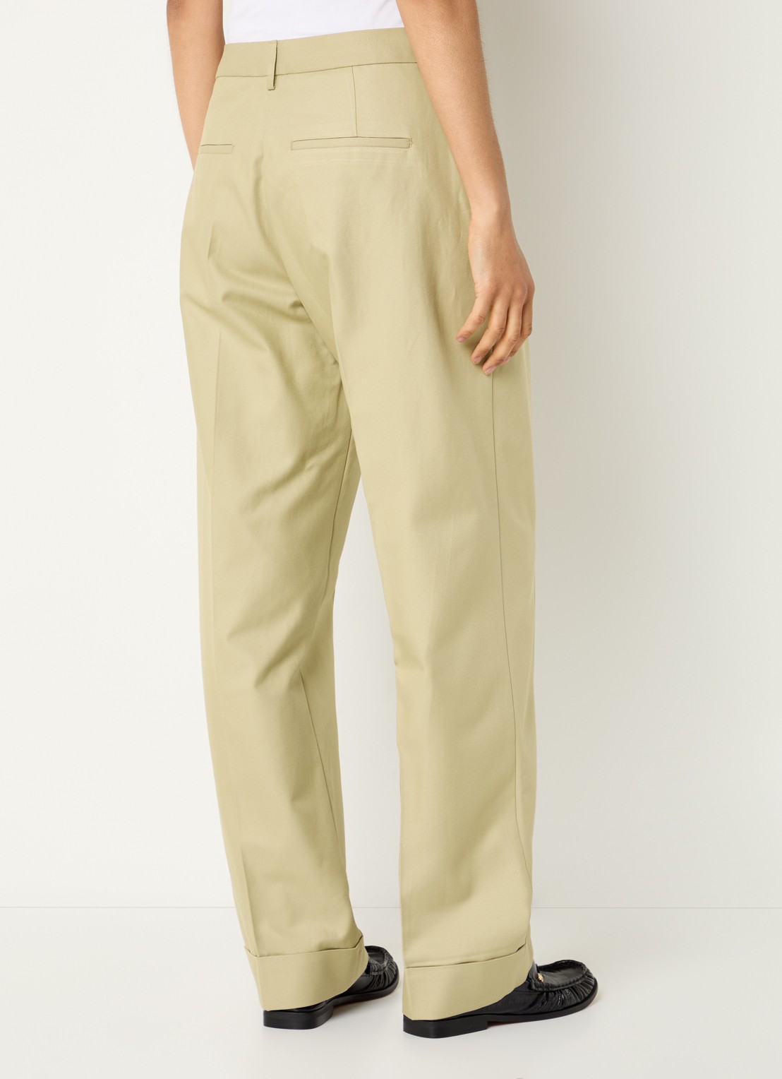 Selected Dora high waist tapered fit pantalon met steekzakken - achterkant 2 beige