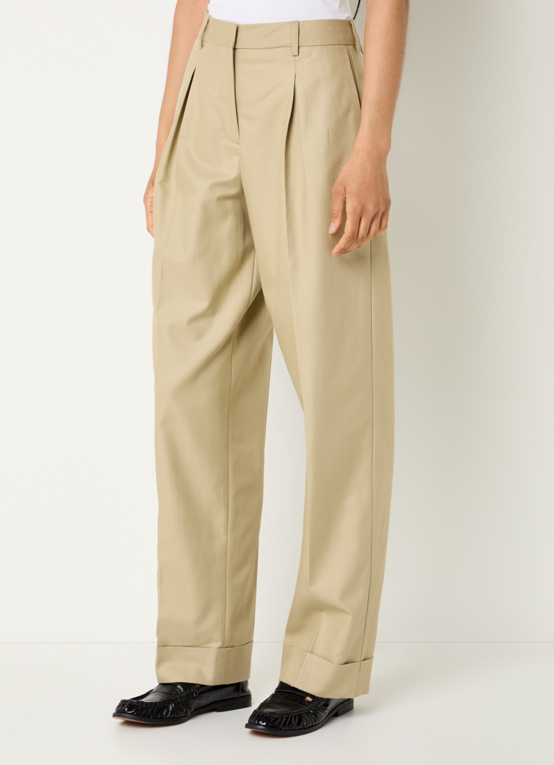 Selected Dora high waist tapered fit pantalon met steekzakken - detail beige