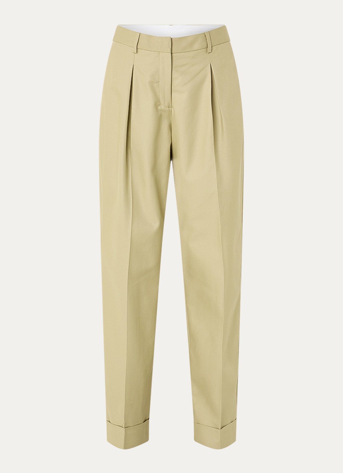 Selected Dora high waist tapered fit pantalon met steekzakken - voorkant 3 beige