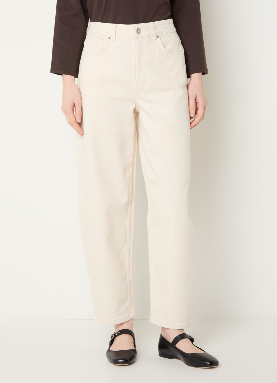 Selected Ebba high waist balloon fit jeans met gekleurde wassing - detail 3 gebroken wit