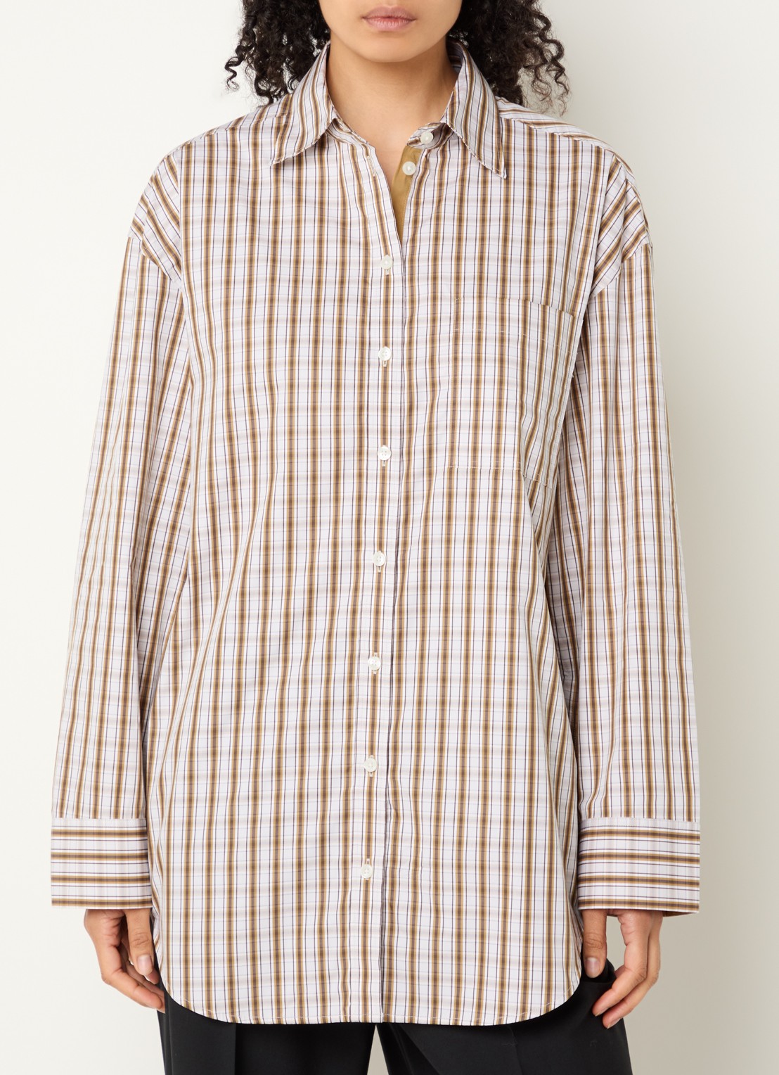 Selected Eden blouse met ruitdessin - detail 3 mosgroen