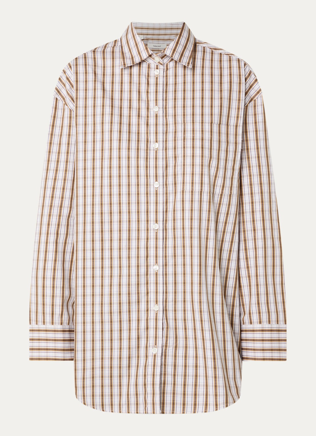 Selected Eden blouse met ruitdessin - voorkant mosgroen