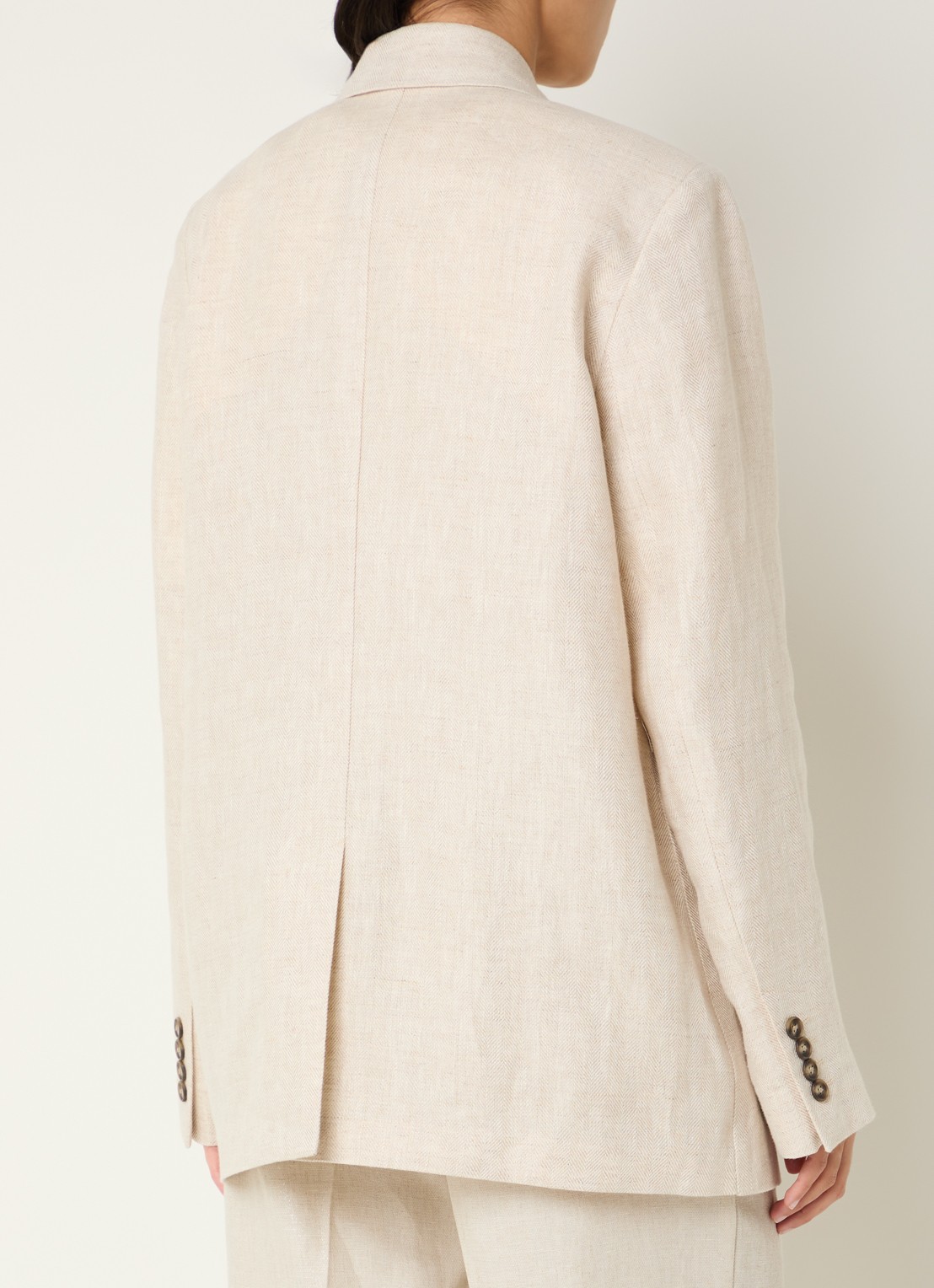 Selected Elin-Ida oversized blazer van linnen met klepzakken - achterkant 4 beige