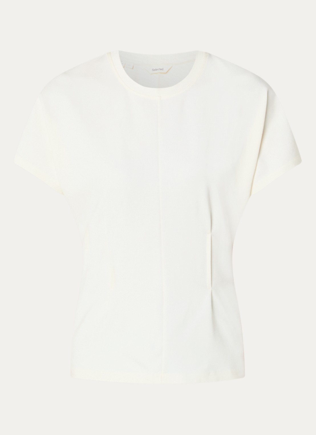 Selected Era top met plooidetail - voorkant 2 gebroken wit