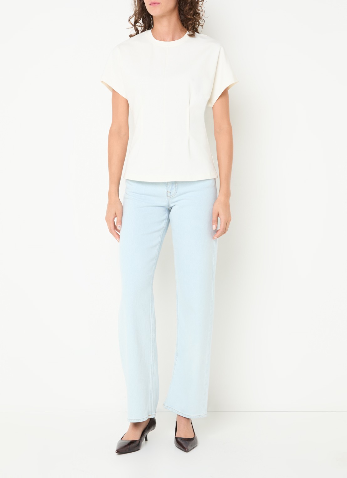 Selected Era top met plooidetail - voorkant 3 gebroken wit