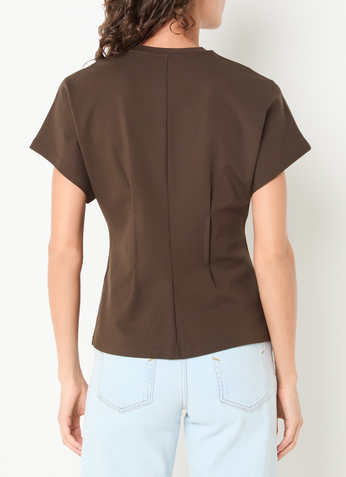 Selected Era top met plooidetail - achterkant bruin