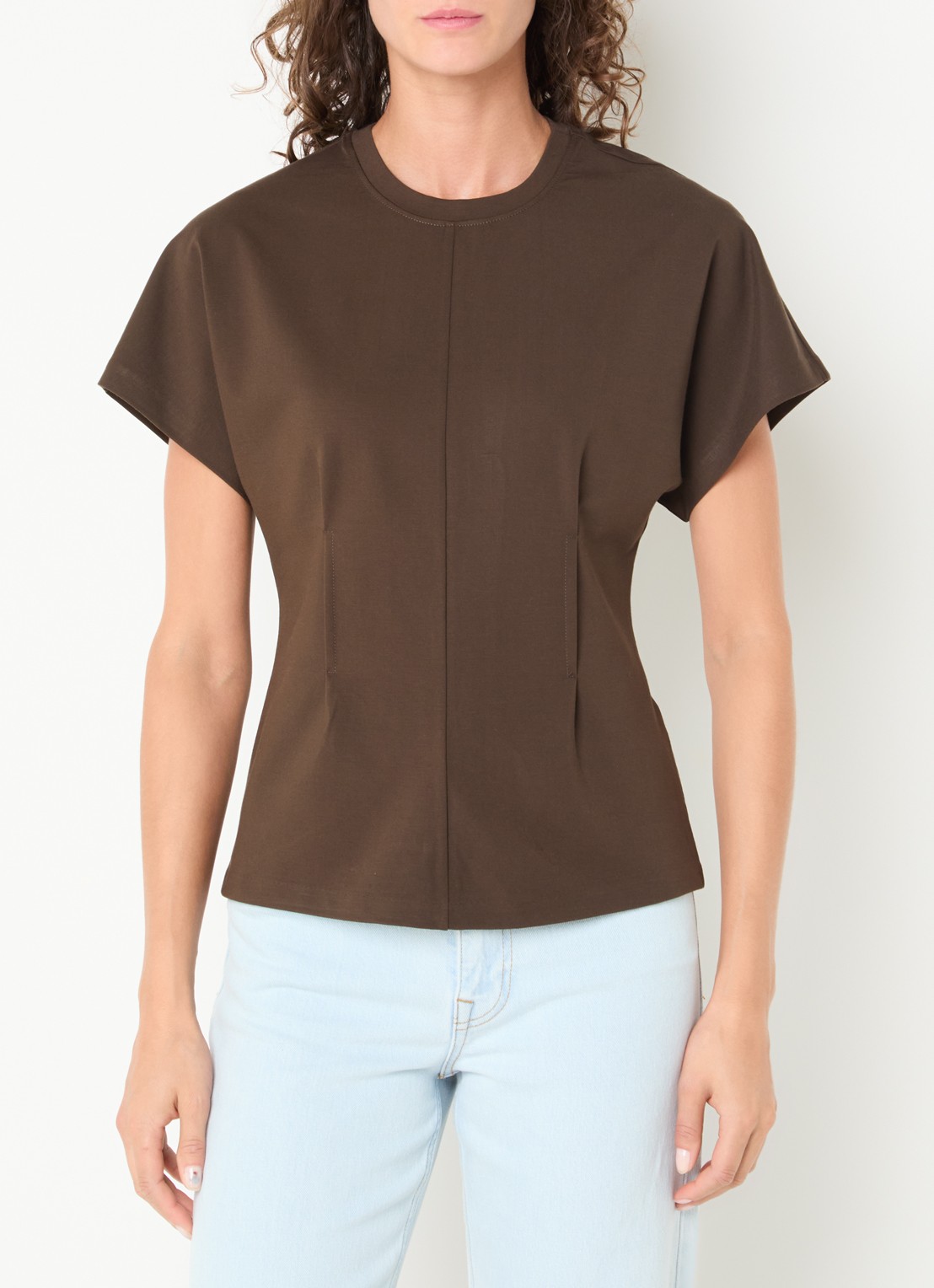 Selected Era top met plooidetail - detail 2 bruin