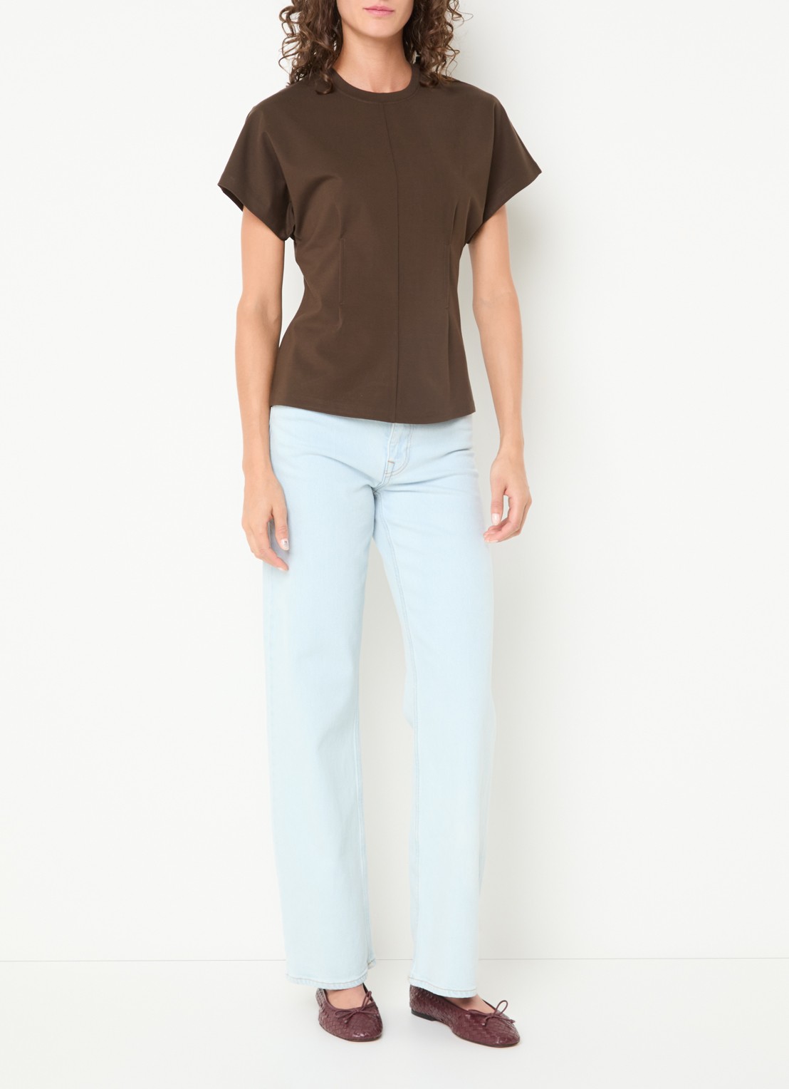 Selected Era top met plooidetail - voorkant 4 bruin