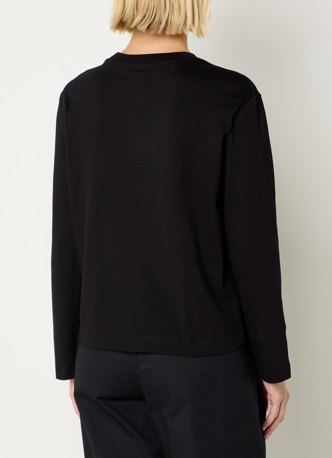 Selected Essential longsleeve met ronde hals - achterkant 4 zwart