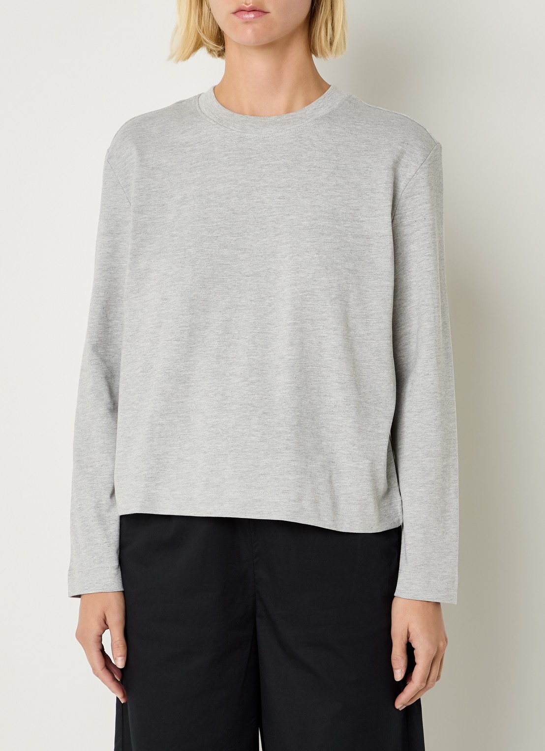 Selected Essential longsleeve met ronde hals - detail 3 grijsmele