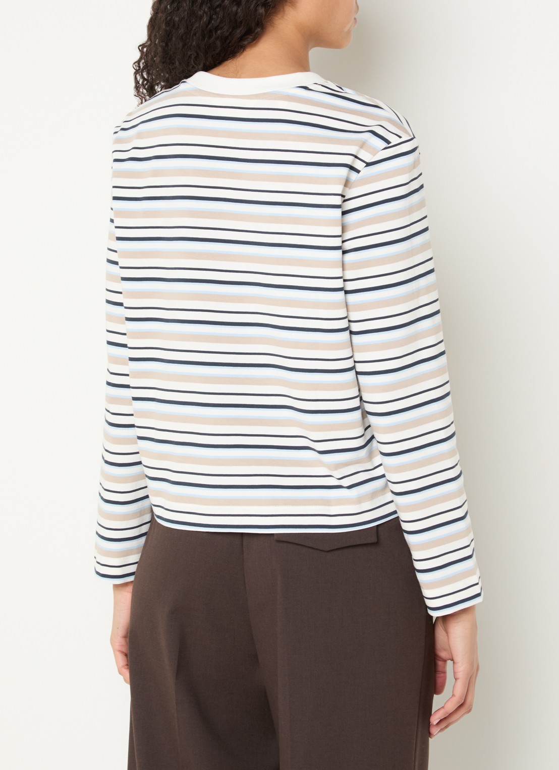 Selected Essential longsleeve met streepprint - achterkant 2 donkerblauw