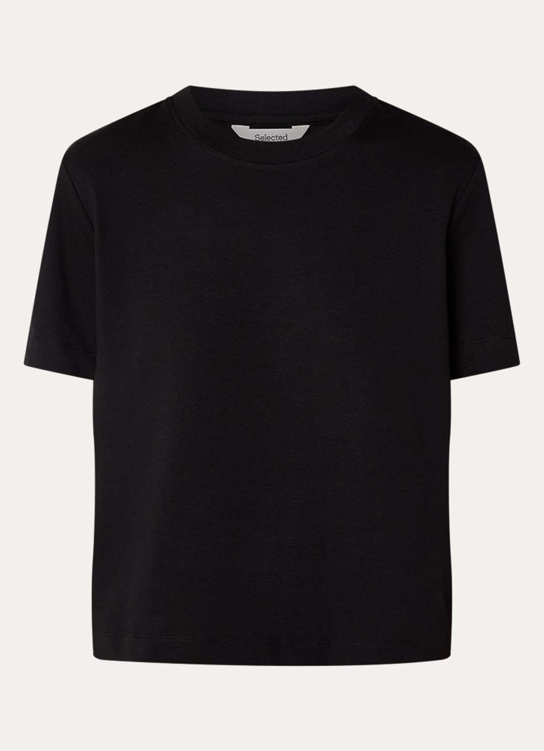Selected Essential T-shirt met ronde hals - voorkant 3 zwart