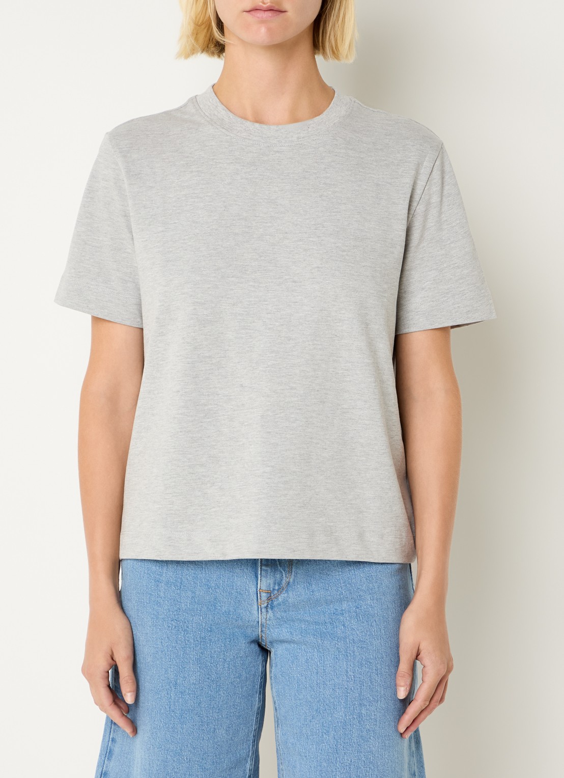 Selected Essential T-shirt met ronde hals - detail grijsmele