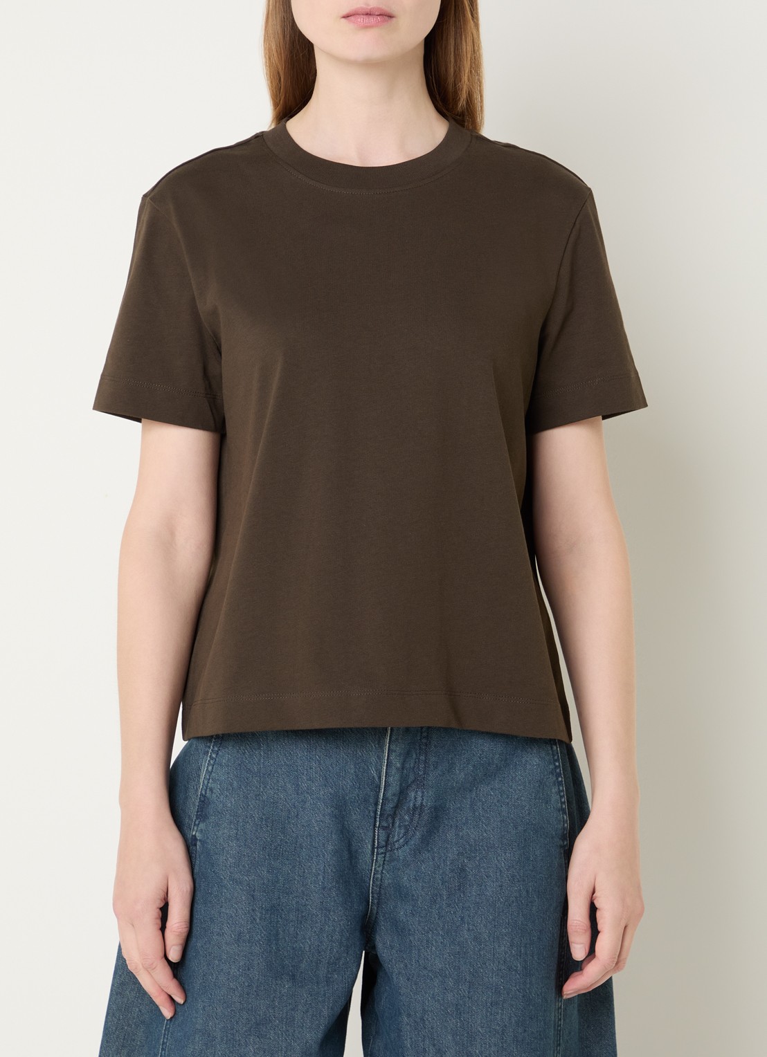 Selected Essential T-shirt met ronde hals - detail 3 donkerbruin