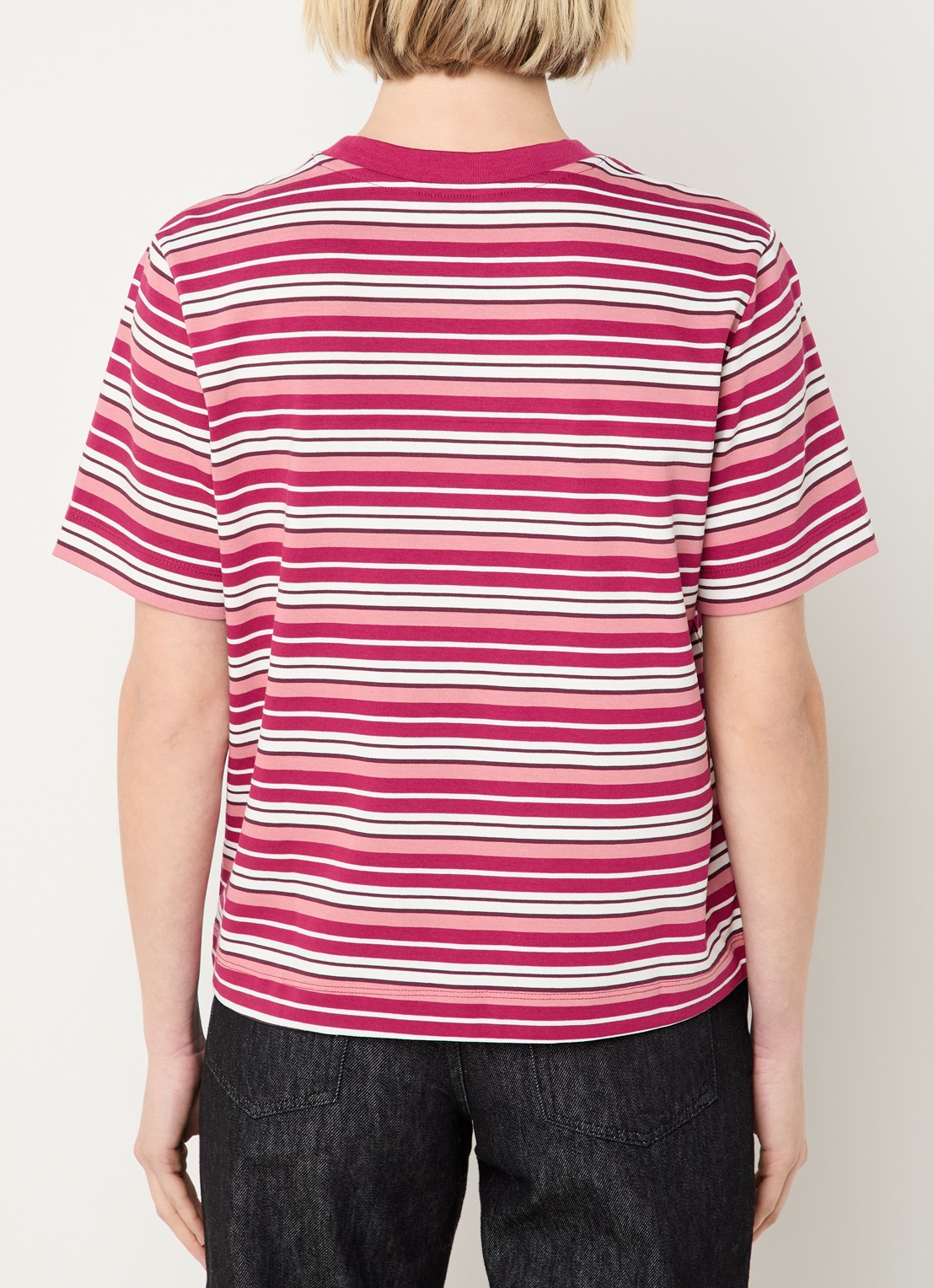 Selected Essential T-shirt met streepprint - achterkant 3 bordeauxrood