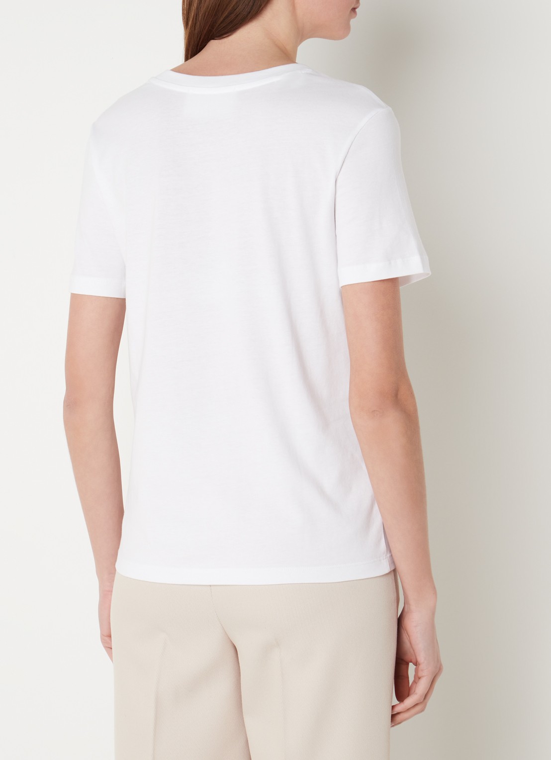 Selected Essential T-shirt van  katoen met V-hals - achterkant 2 wit