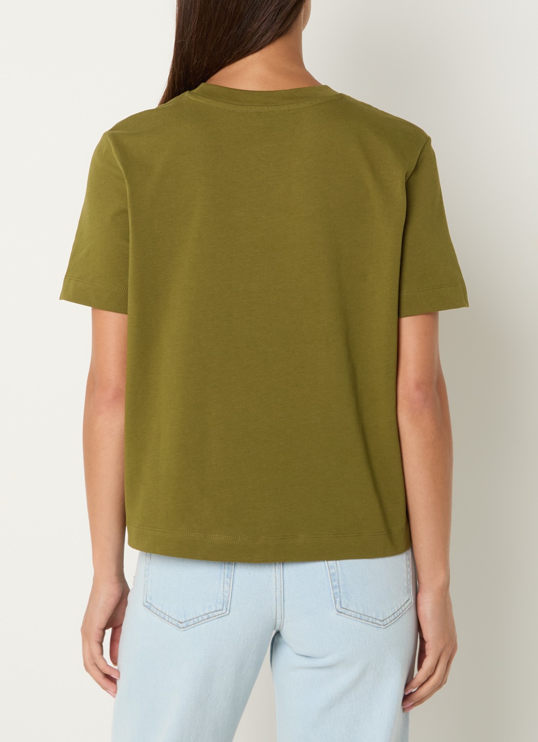 Selected Essential T-shirt van katoen - achterkant 4 mosgroen