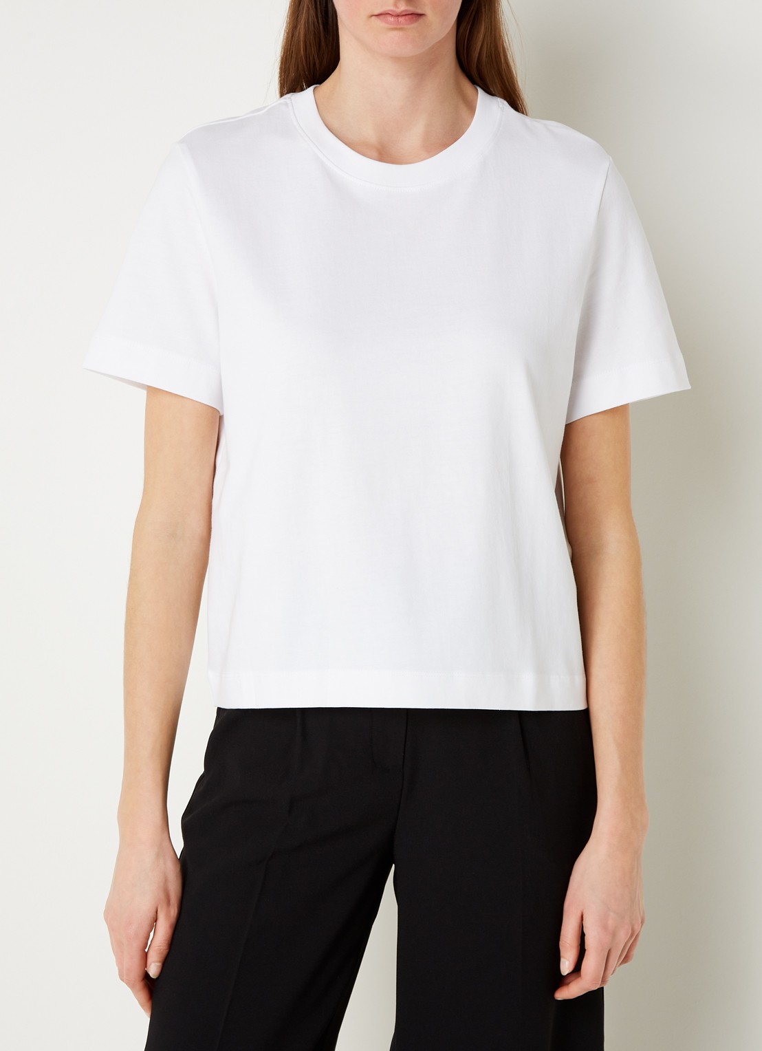 Selected Essential T-shirt van  katoen - detail 4 wit
