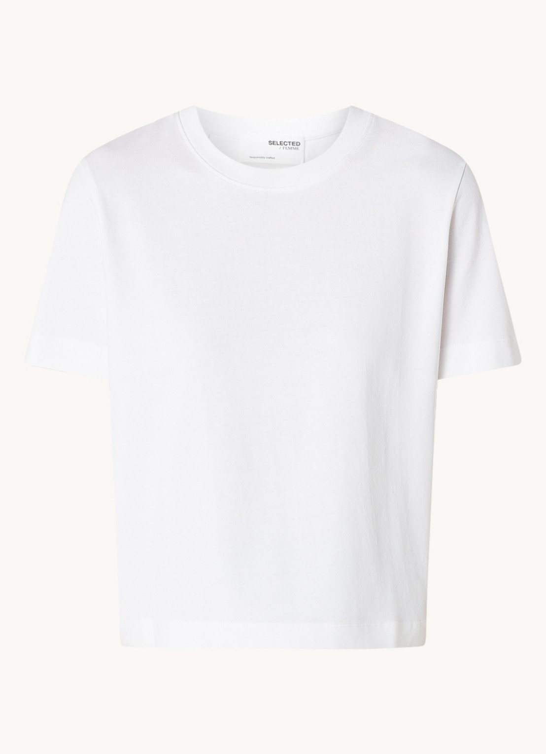 Selected Essential T-shirt van  katoen - voorkant wit